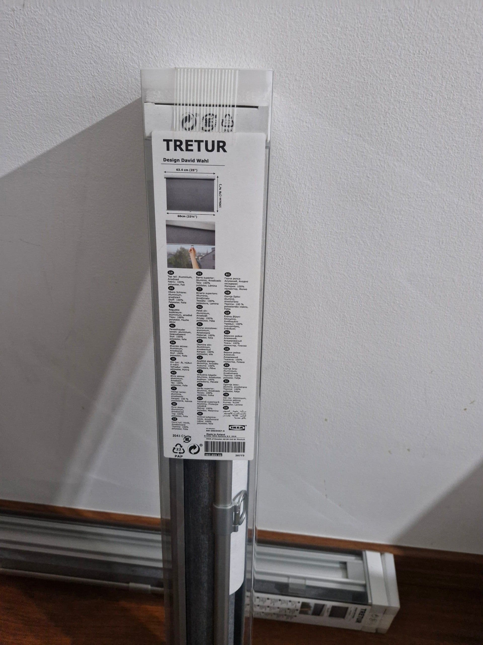 TRETUR block-out roller blind, light grey, 60x195 cm