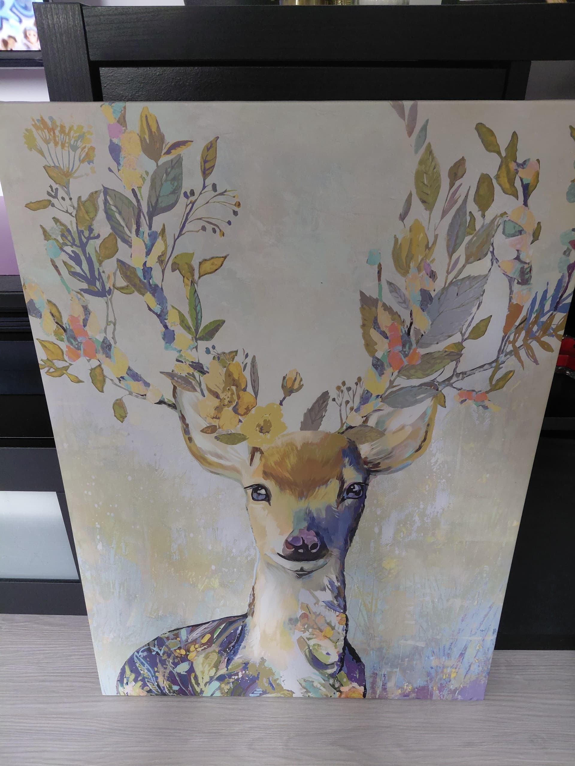 PJÄTTERYD picture, colourful reindeer, 50x70 cm