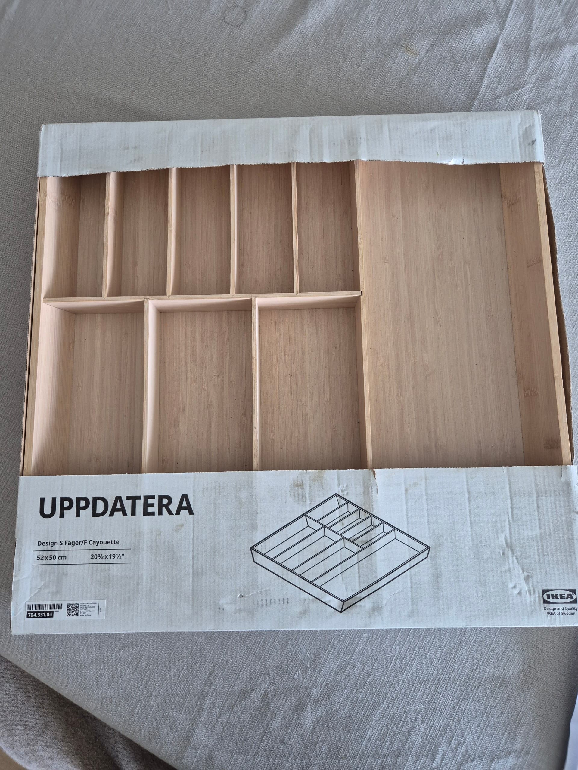 UPPDATERA cutlery tray/spice rack, white/bamboo, 72x50 cm