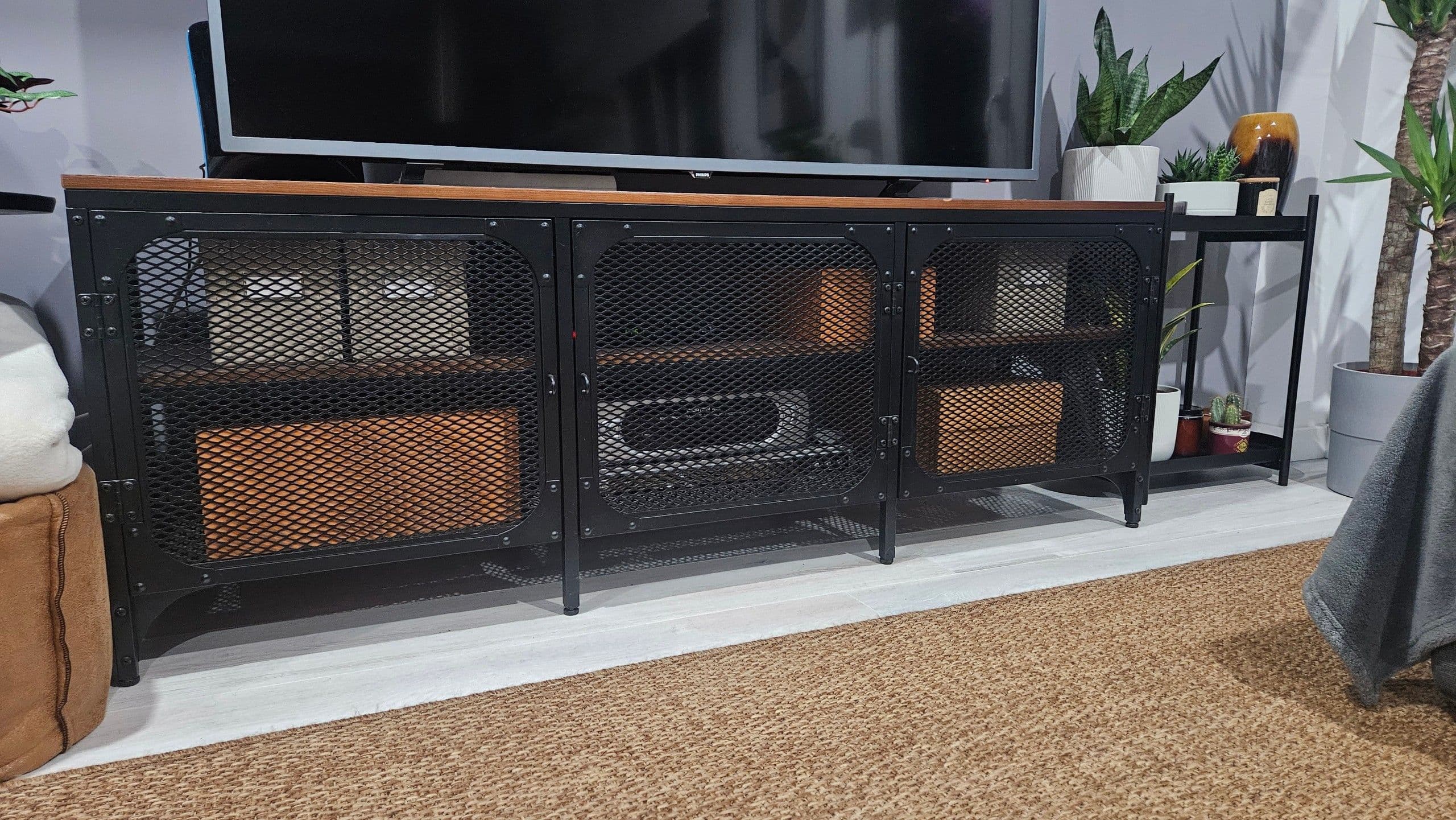 FJÄLLBO TV bench, black, 150x36x54 cm