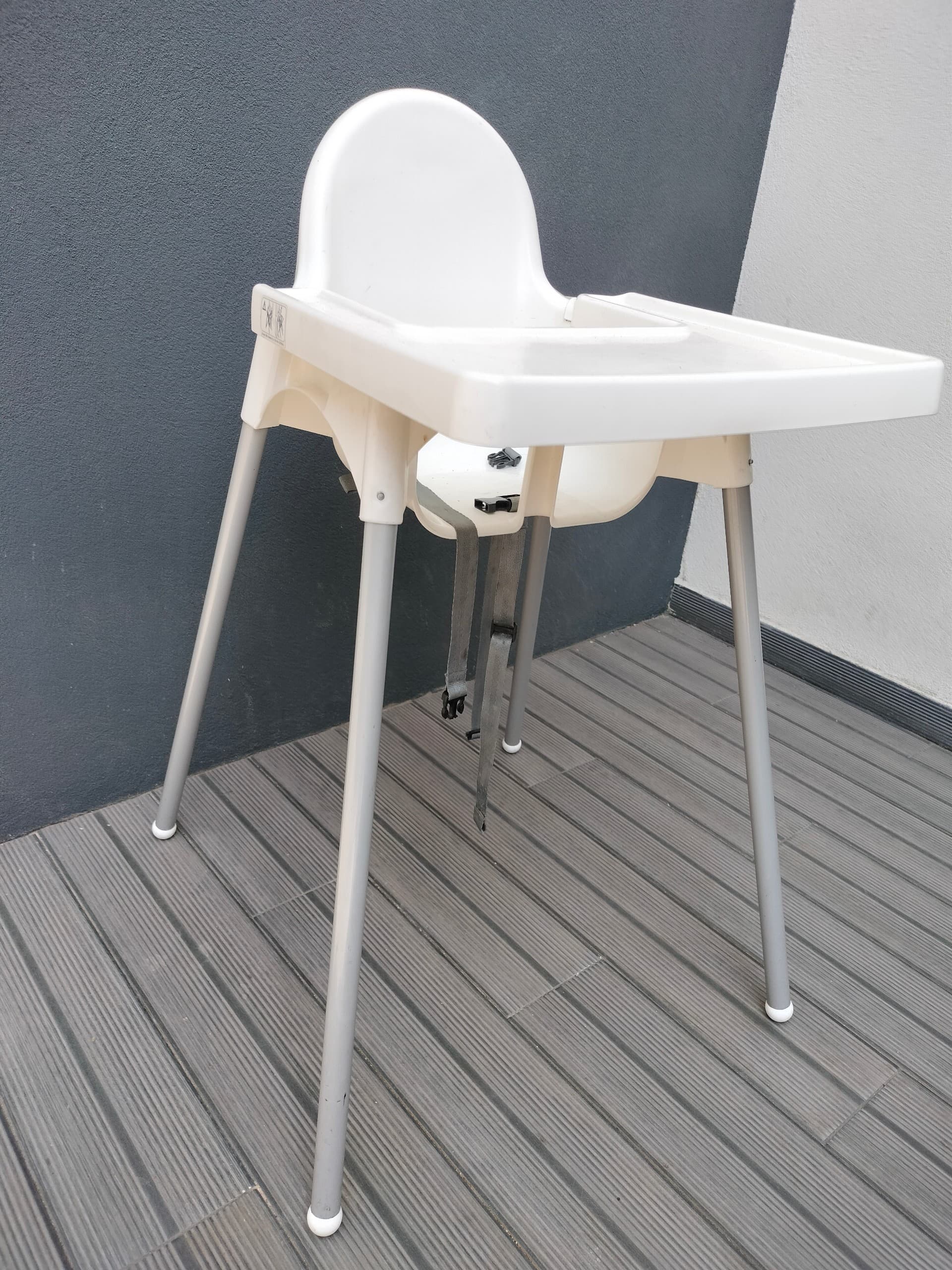 ANTILOP highchair with tray, white/white
