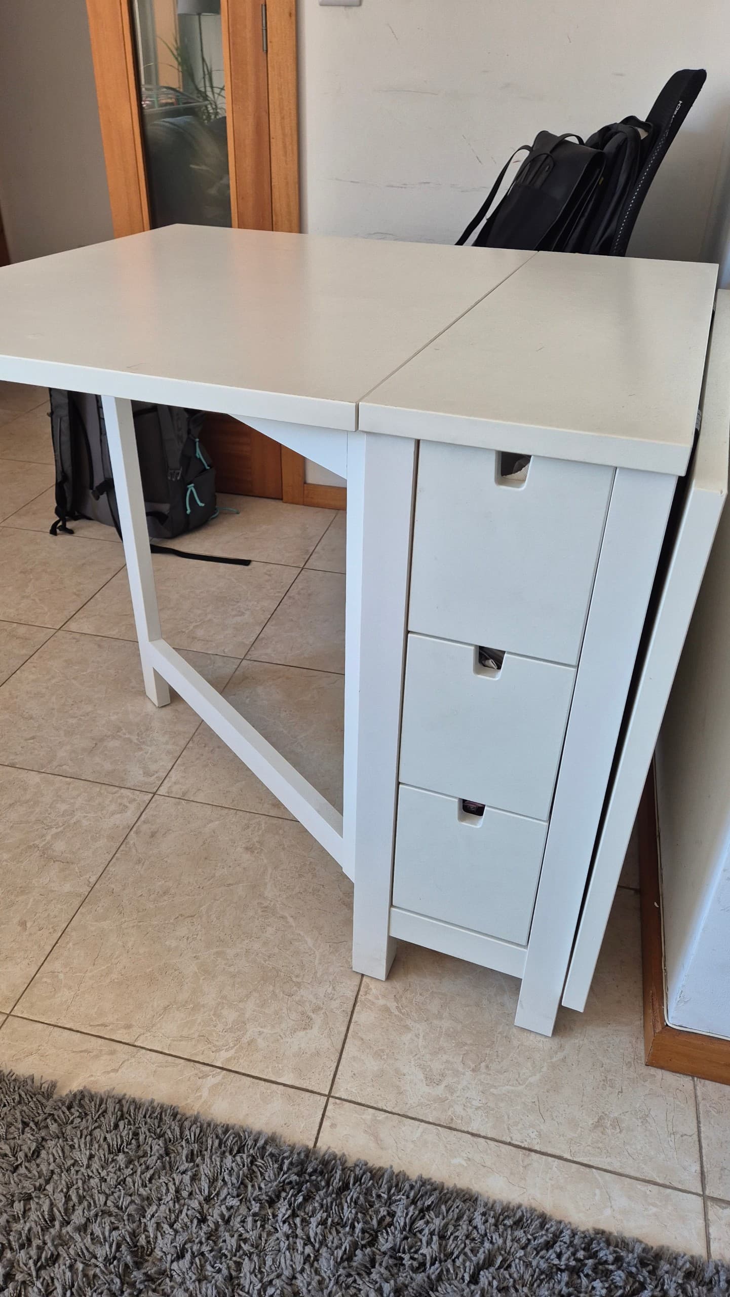 NORDEN Gateleg table, white, Length: 89 cm