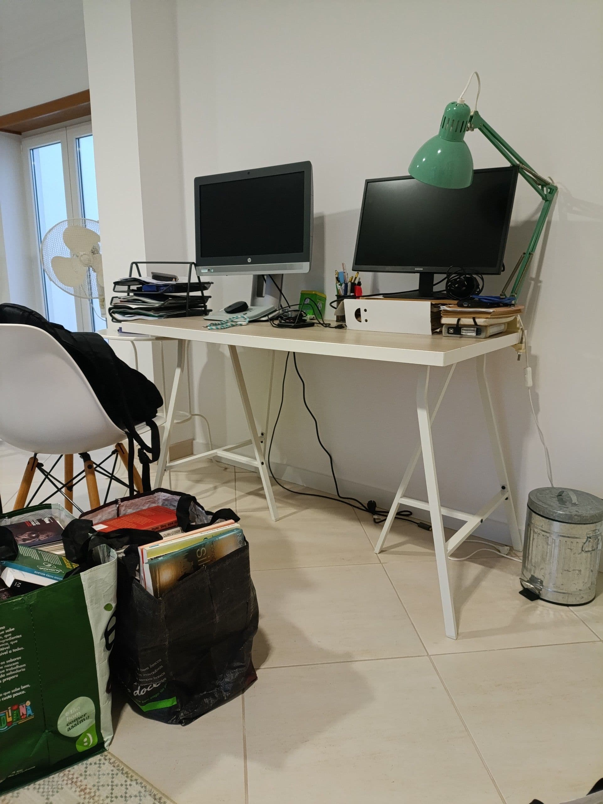 LAGKAPTEN / MITTBACK secretária, ef carvalho c/velatura branca/branco, 140x60 cm