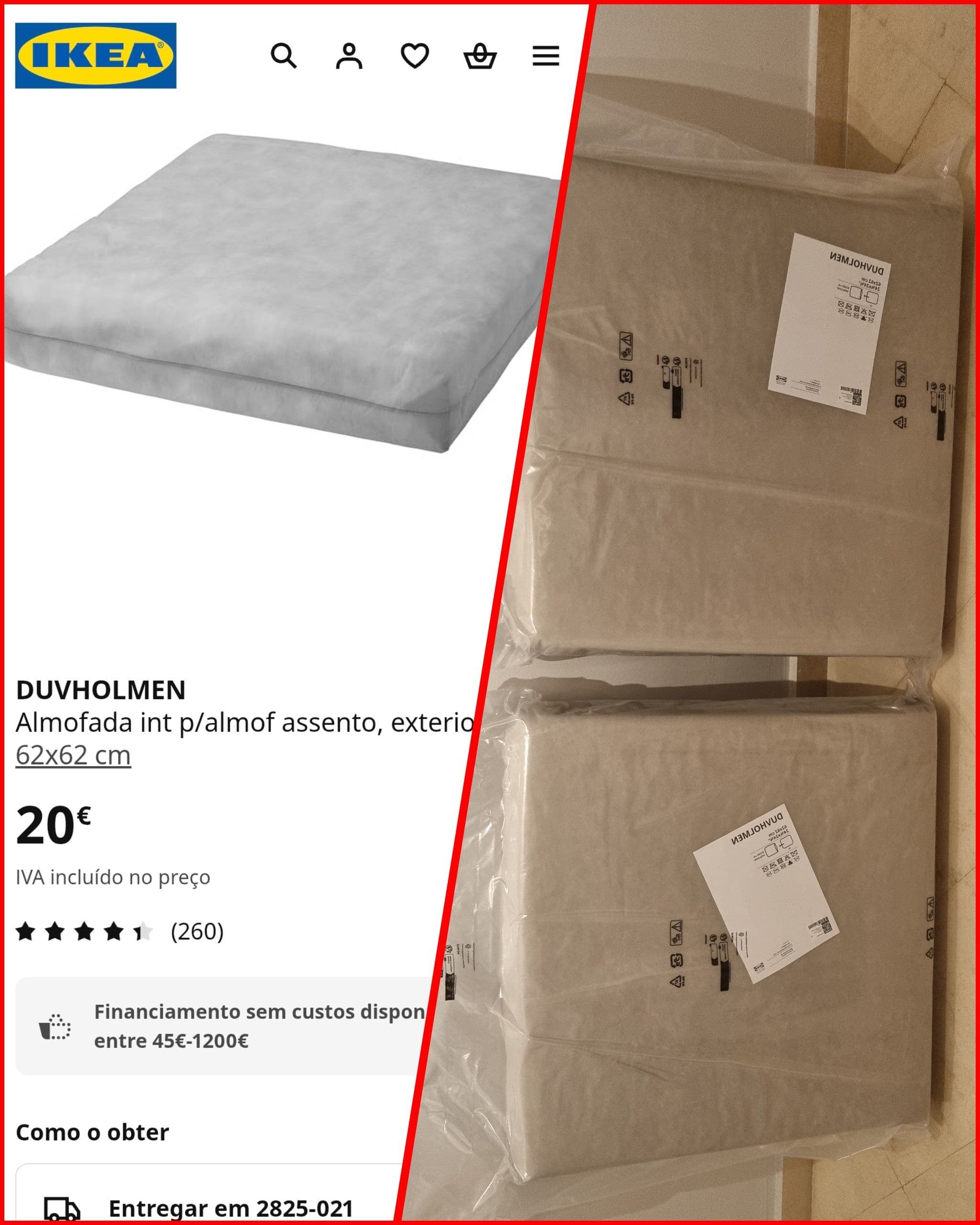 DUVHOLMEN almofada int p/almof assento, exterior cinz, 62x62 cm