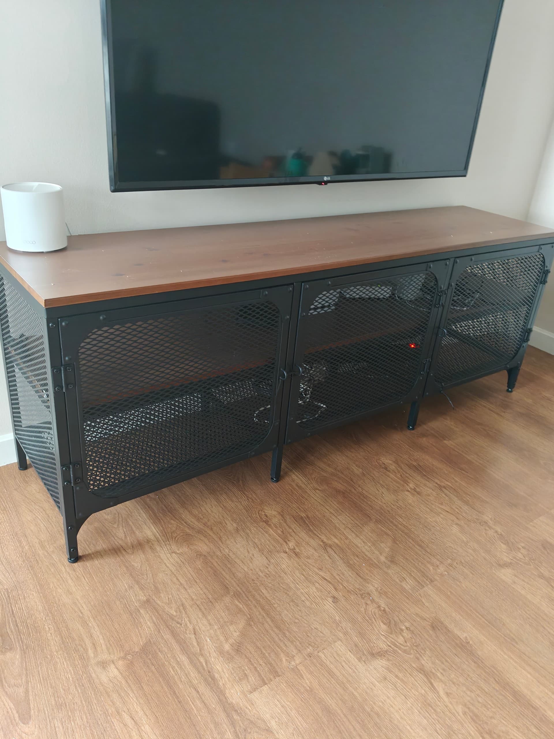 FJÄLLBO TV bench, black, 150x36x54 cm