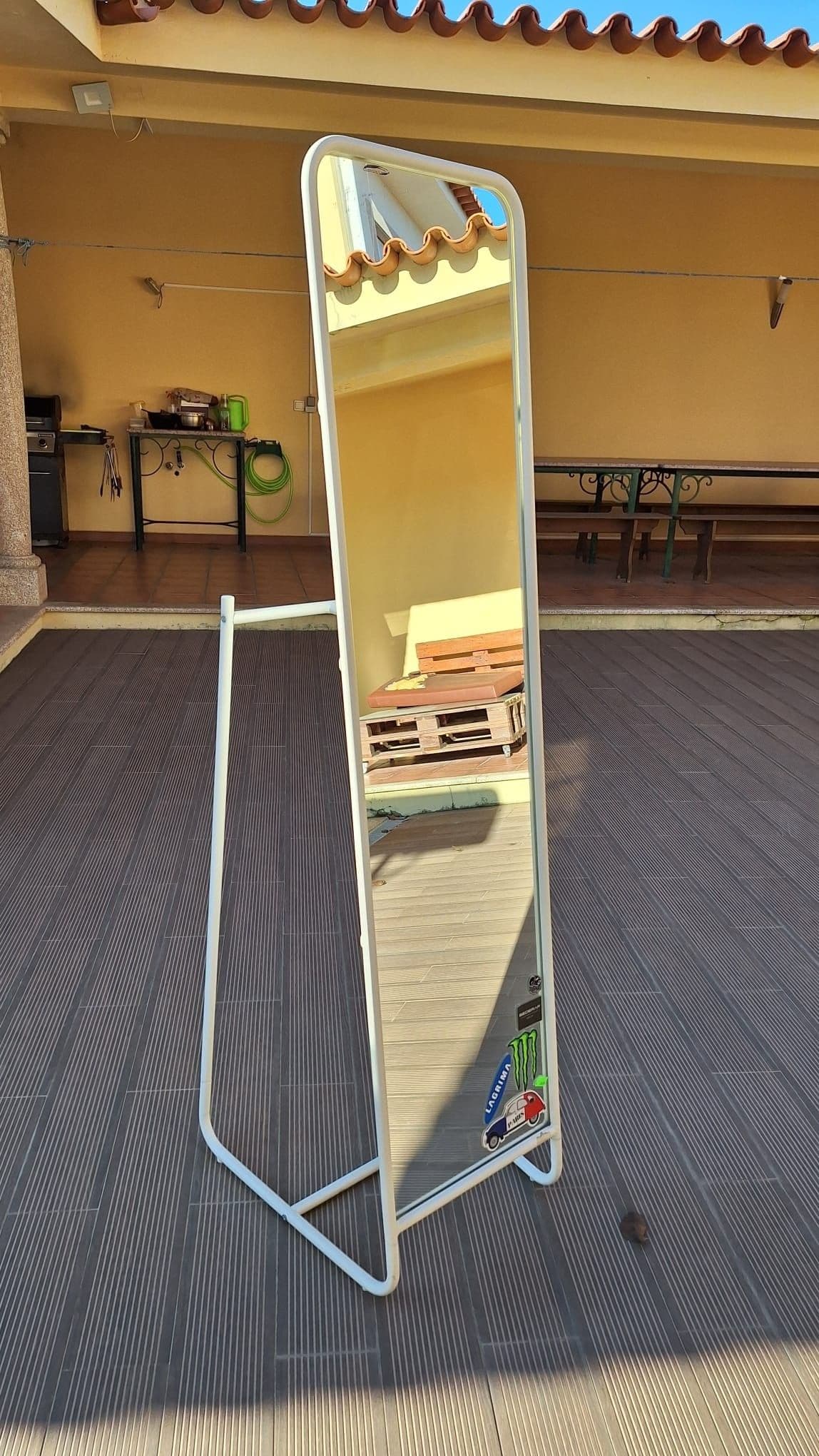 KNAPPER espelho de pé, branco, 48x160 cm