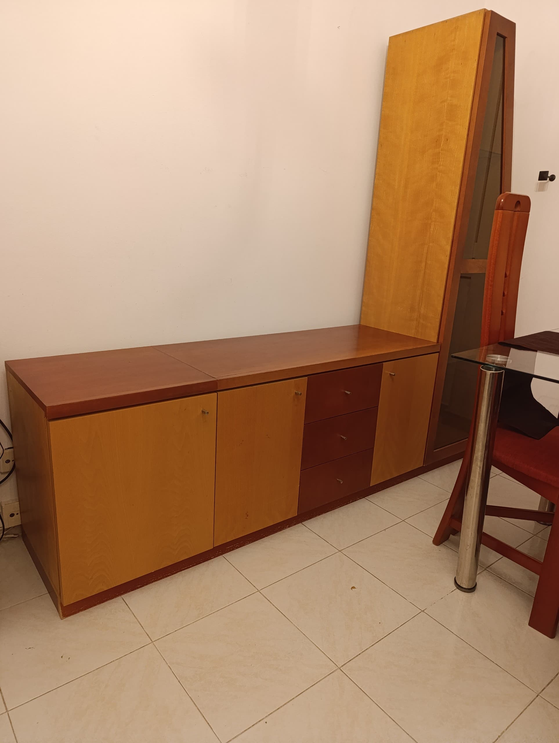 ARMÁRIO E VITRINE high cabinet with door, oak effect, 60x31x153 cm