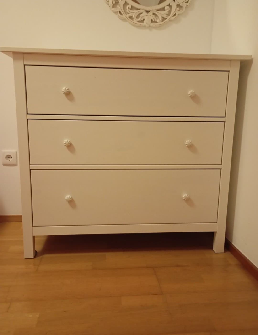 HEMNES Cómoda c/3 gavetas, velatura branca, 108x96 cm