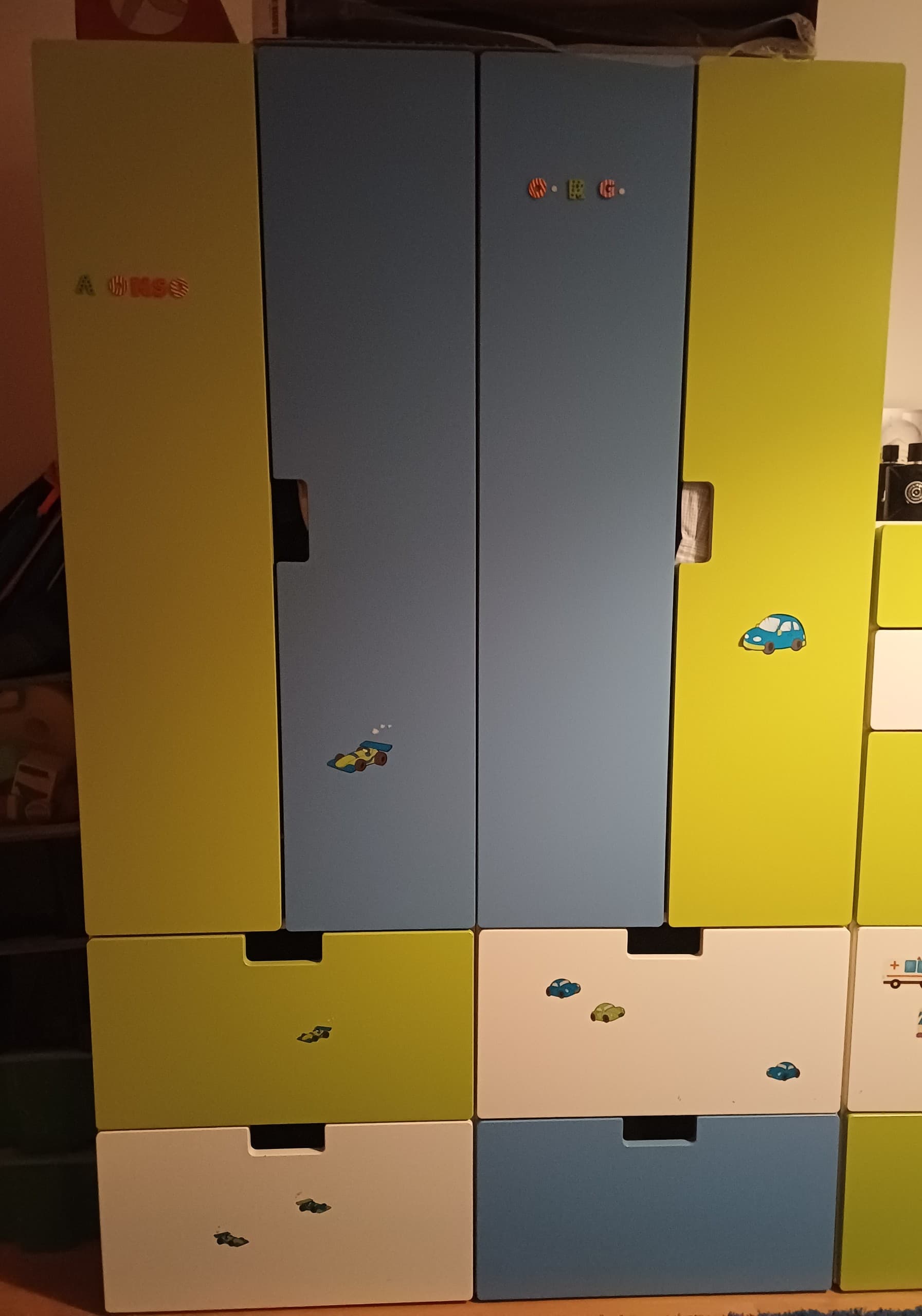 SMÅSTAD / PLATSA combinação de arrumação, branco/azul, 240x57x181 cm
