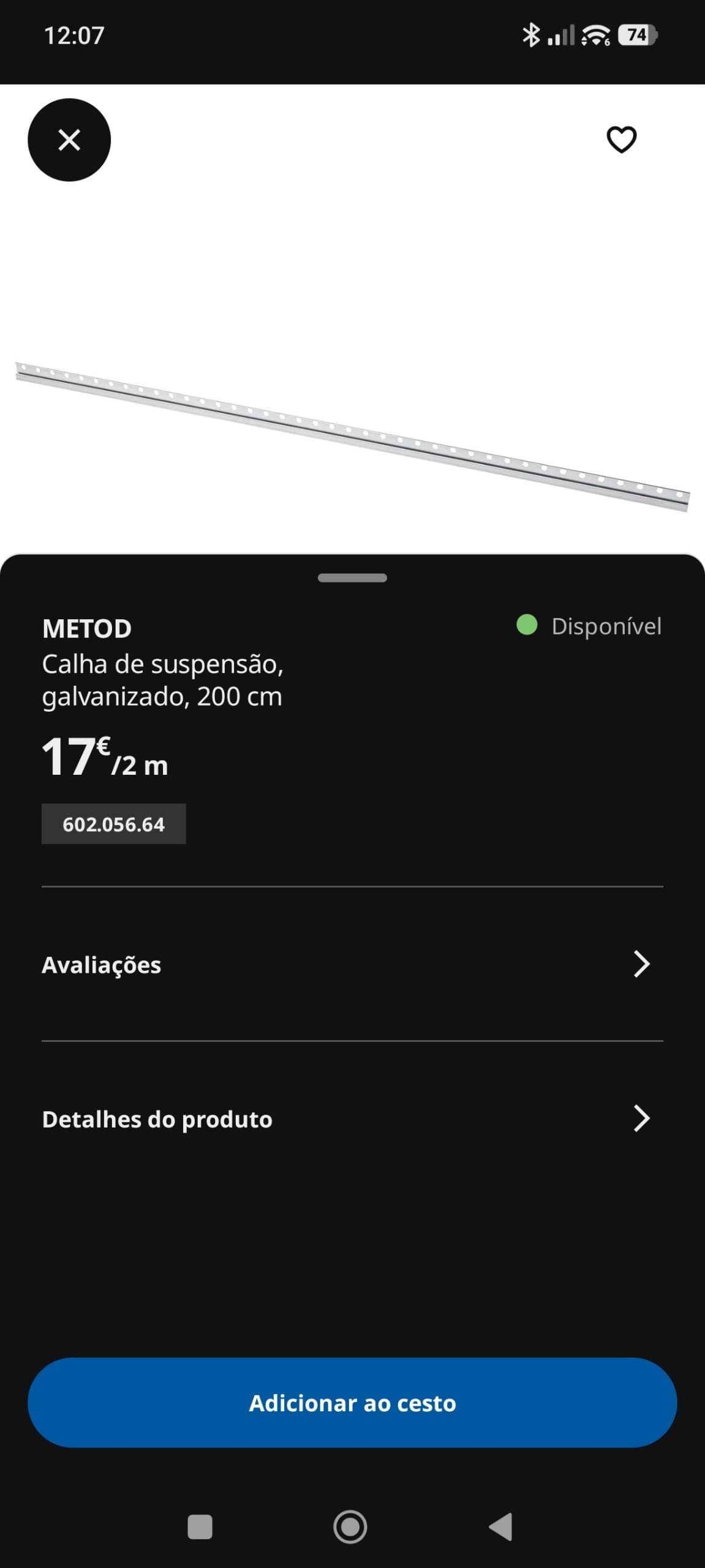 METOD Calha de suspensão, galvanizado