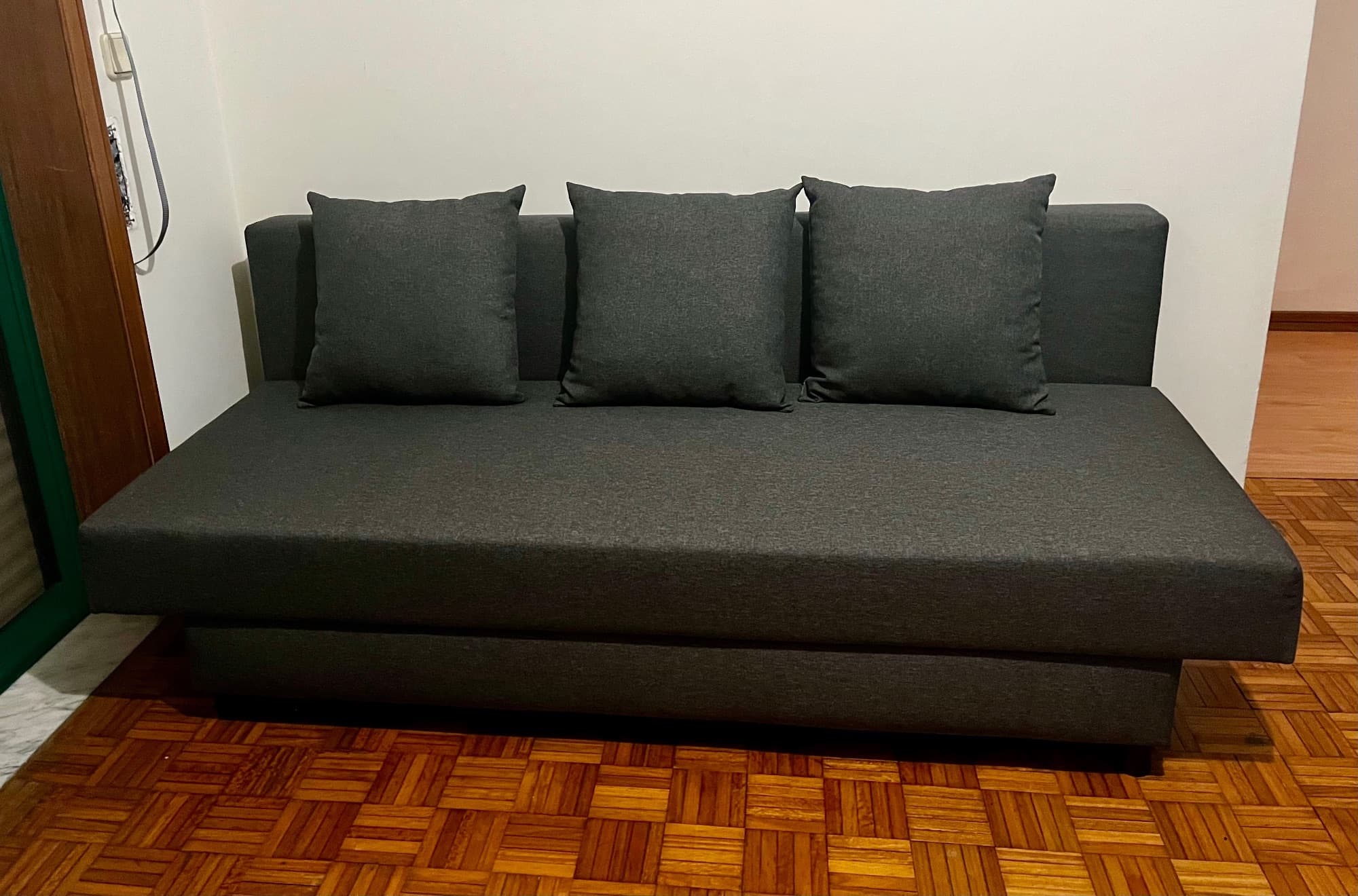 ASARUM three-seat sofa-bed, grey