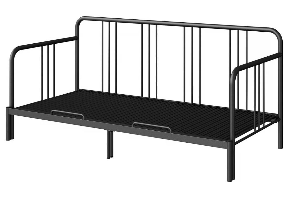 FYRESDAL day-bed with 2 mattresses, black/Åsvang firm