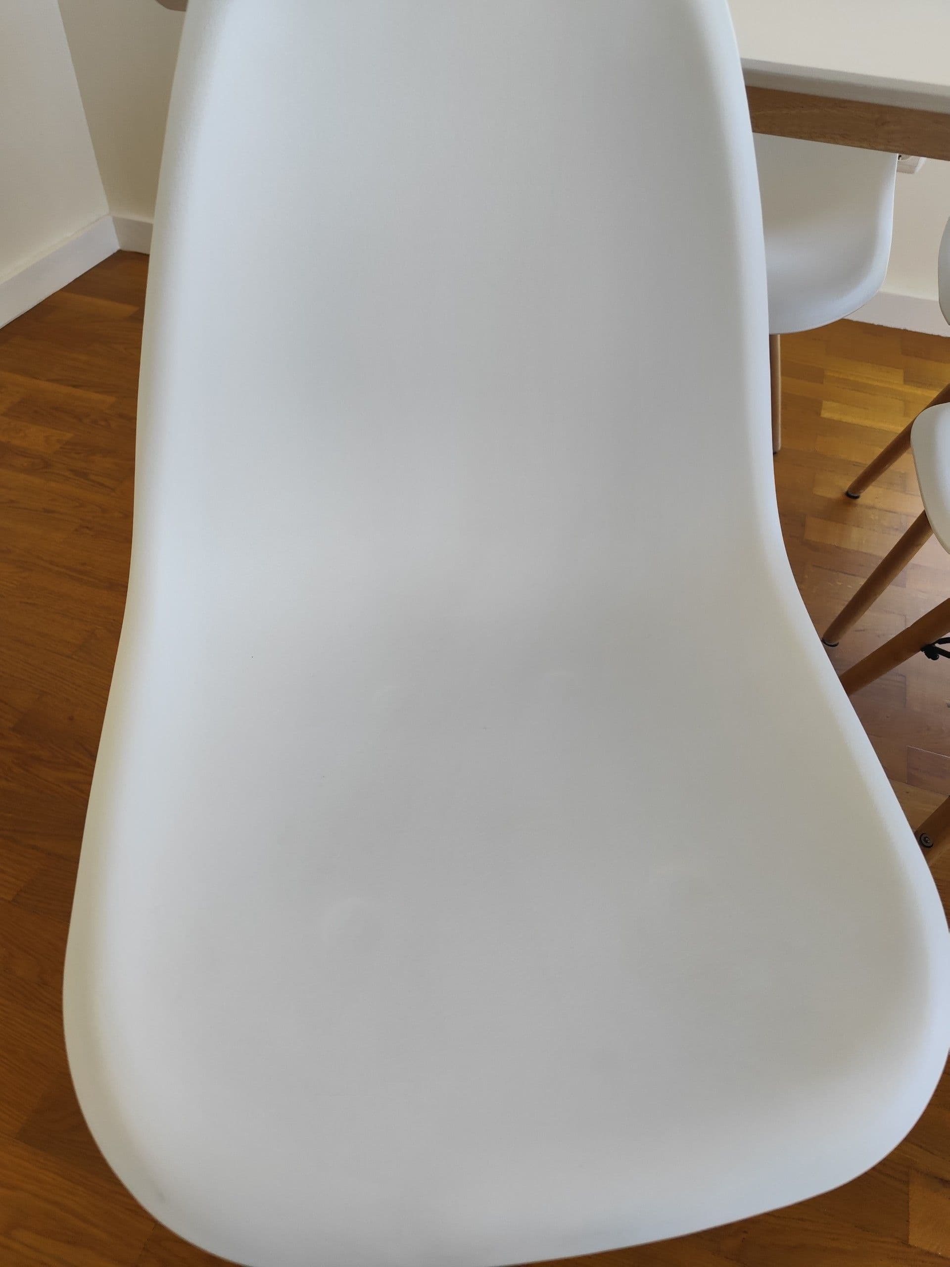 TONSTAD table and 4 chairs, off-white/white, 140/196x85 cm