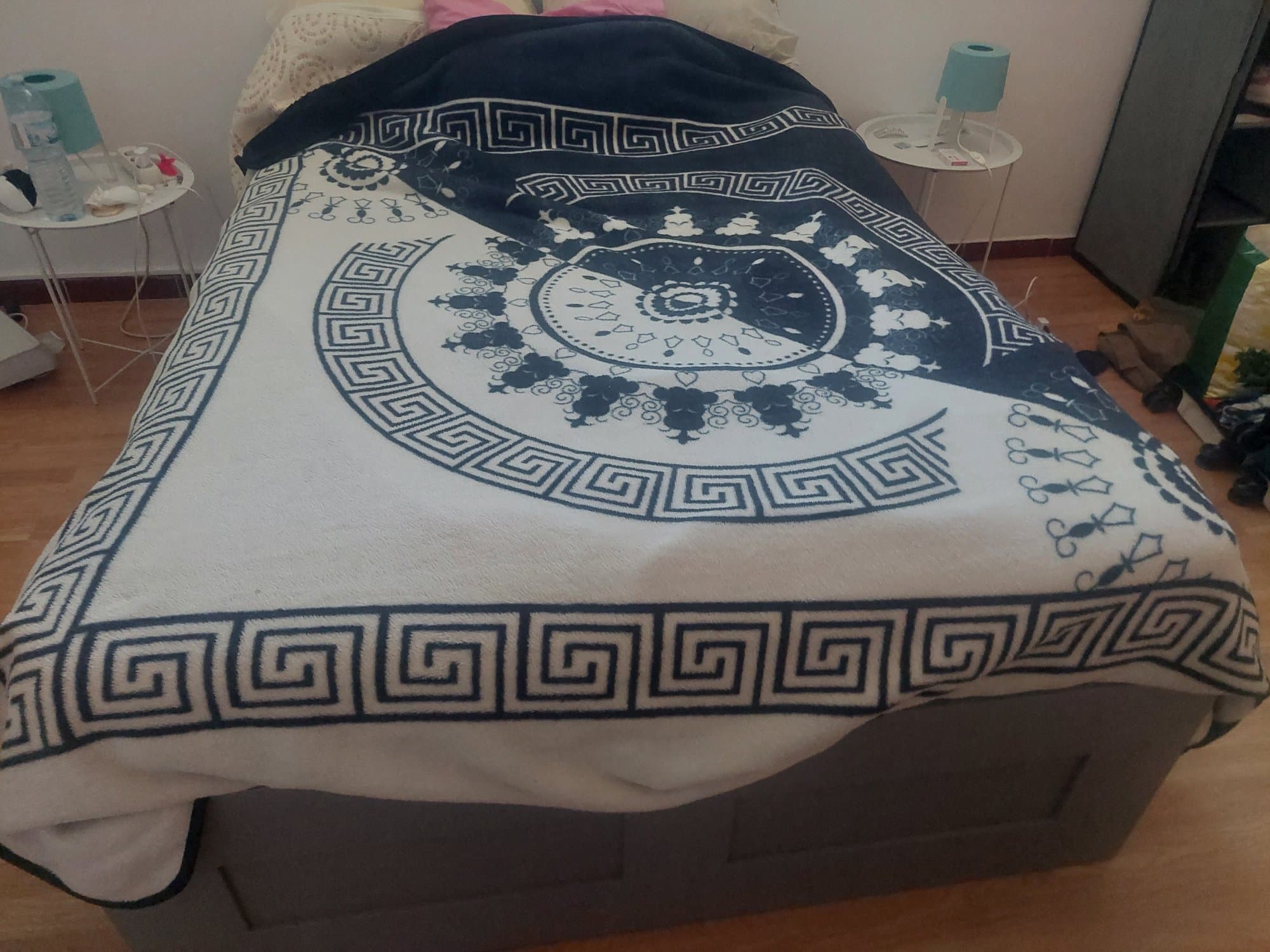 BRIMNES bed frame with storage, white/Lönset, 140x200 cm