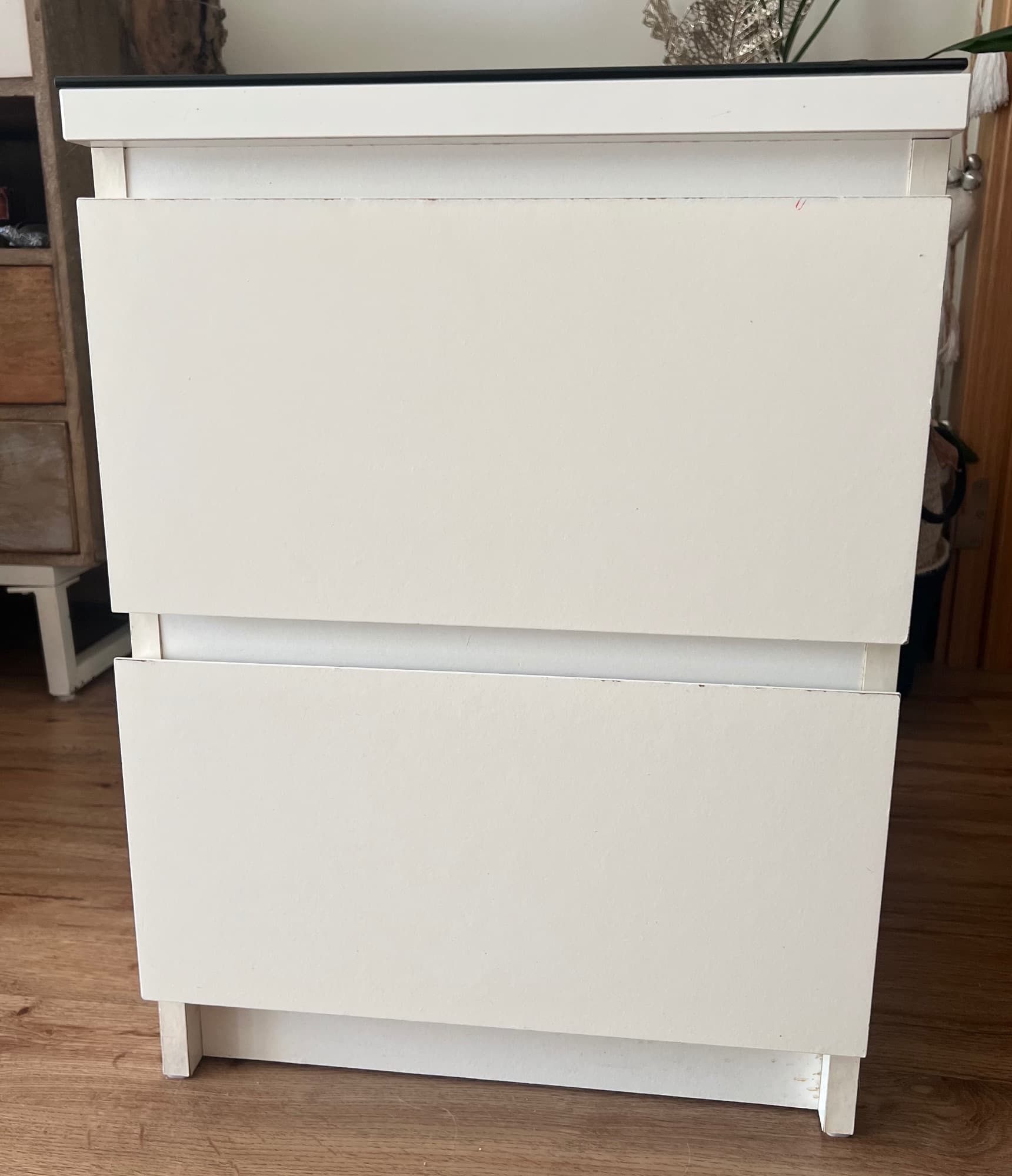 MALM cómoda c/2 gavetas, brilh branco