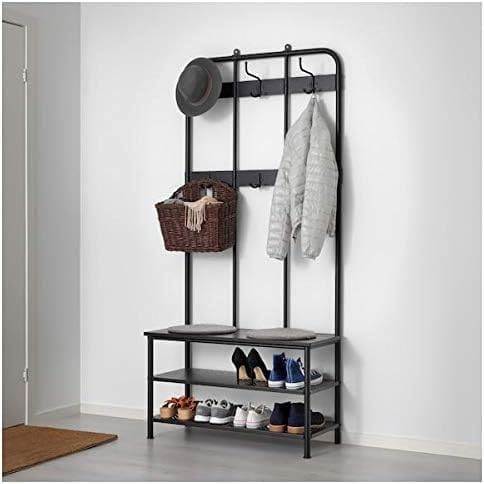 PINNIG hallway furniture, set of 2, black/grey