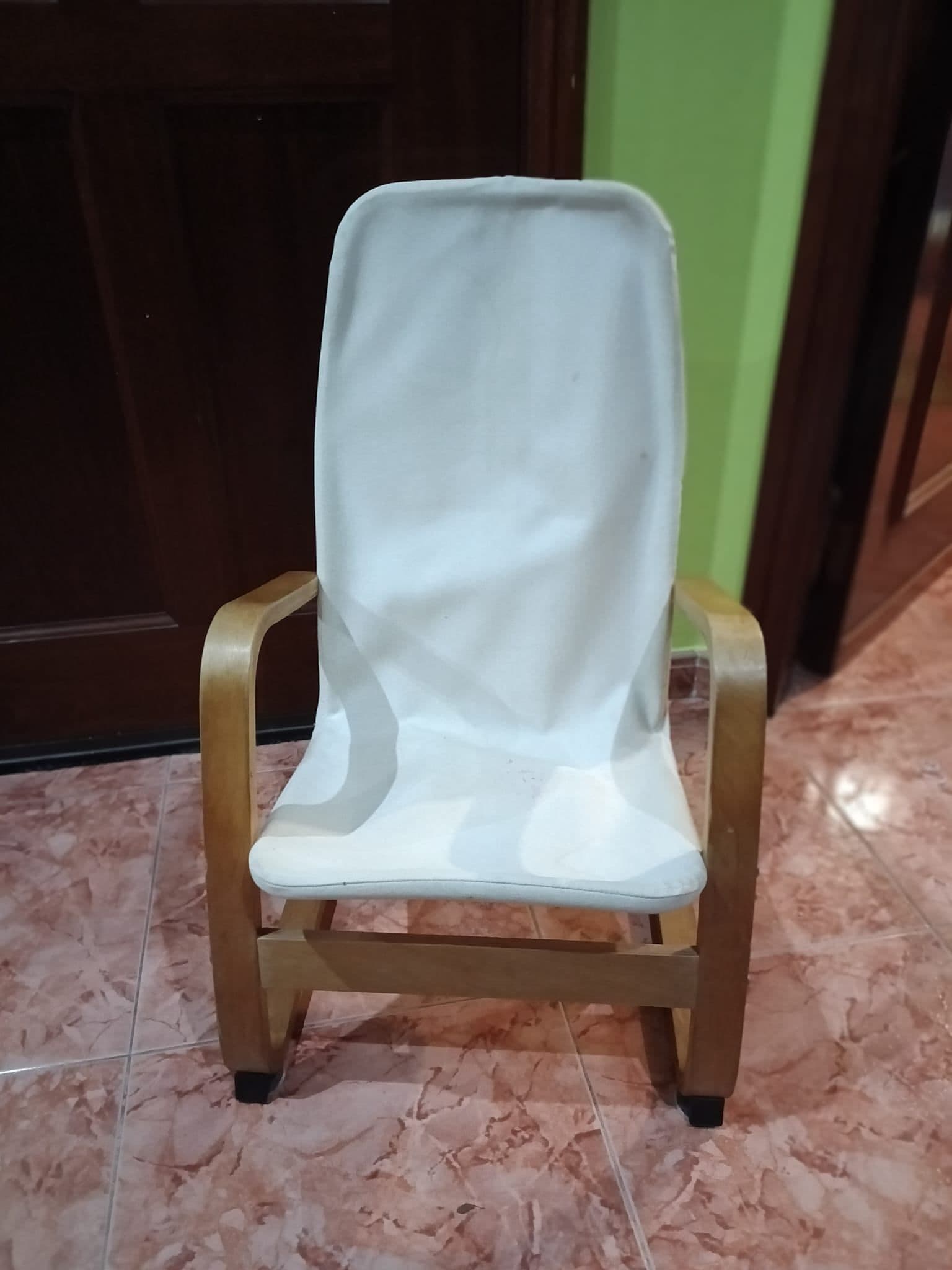 POÄNG children's armchair, birch veneer/Knisa light beige