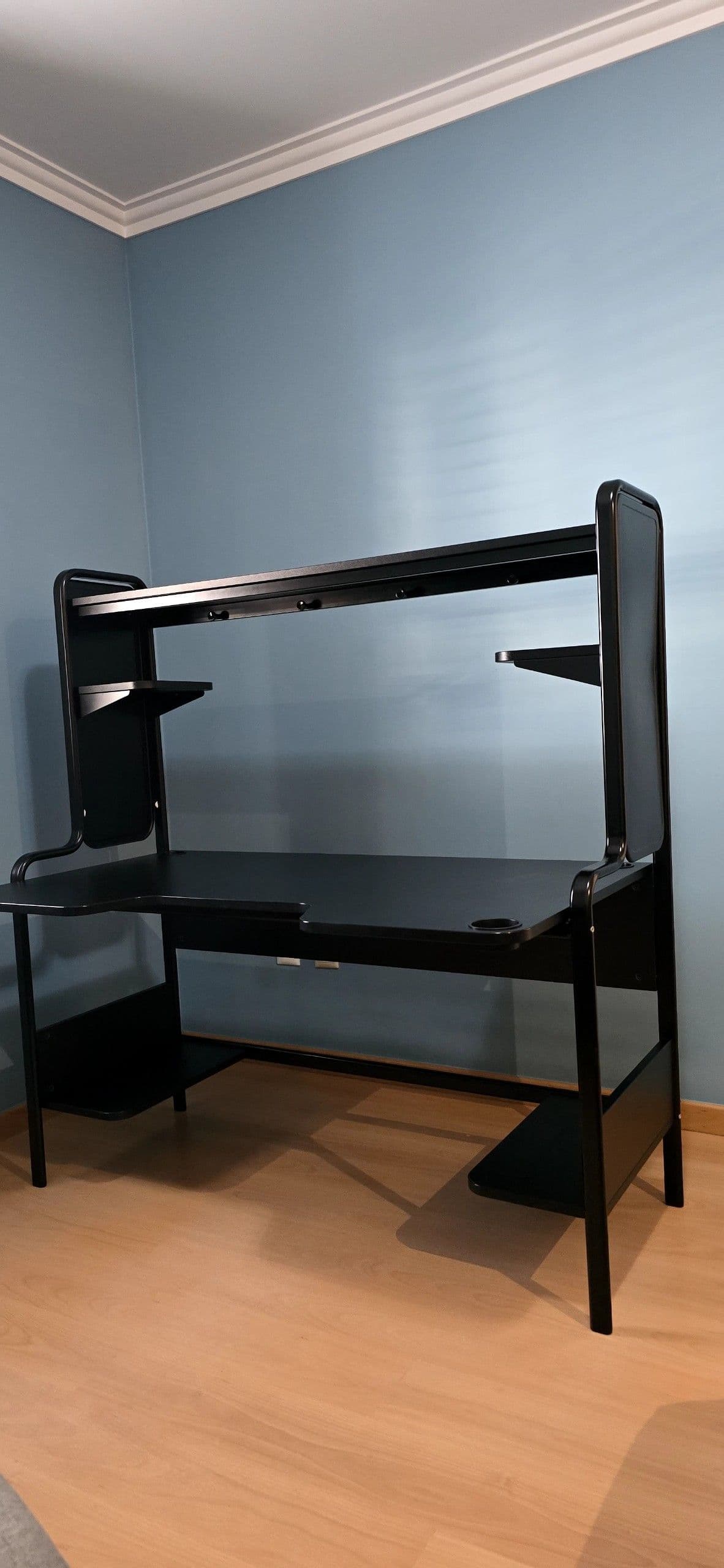 FREDDE secretária p/gaming, preto, 140/185x74x146 cm