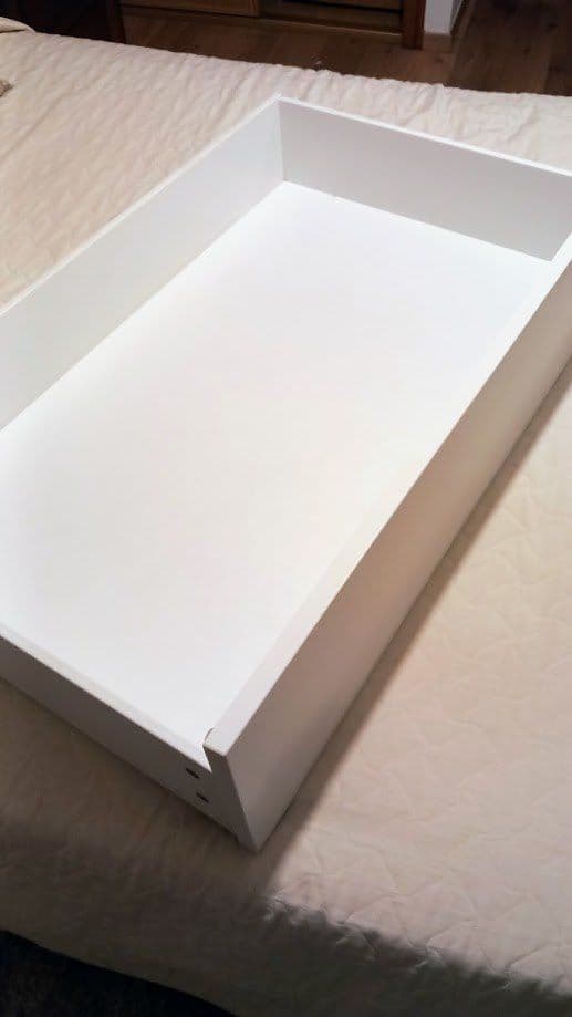 MALM Bed storage box for high bed frame, white stained oak veneer, 200 cm