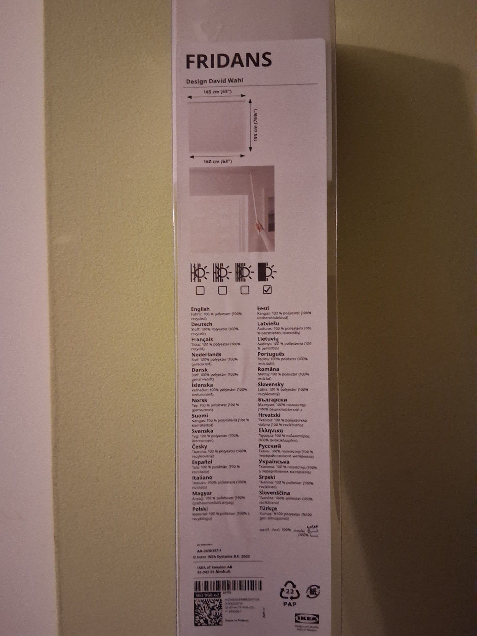 FRIDANS block-out roller blind, white, 160x195 cm