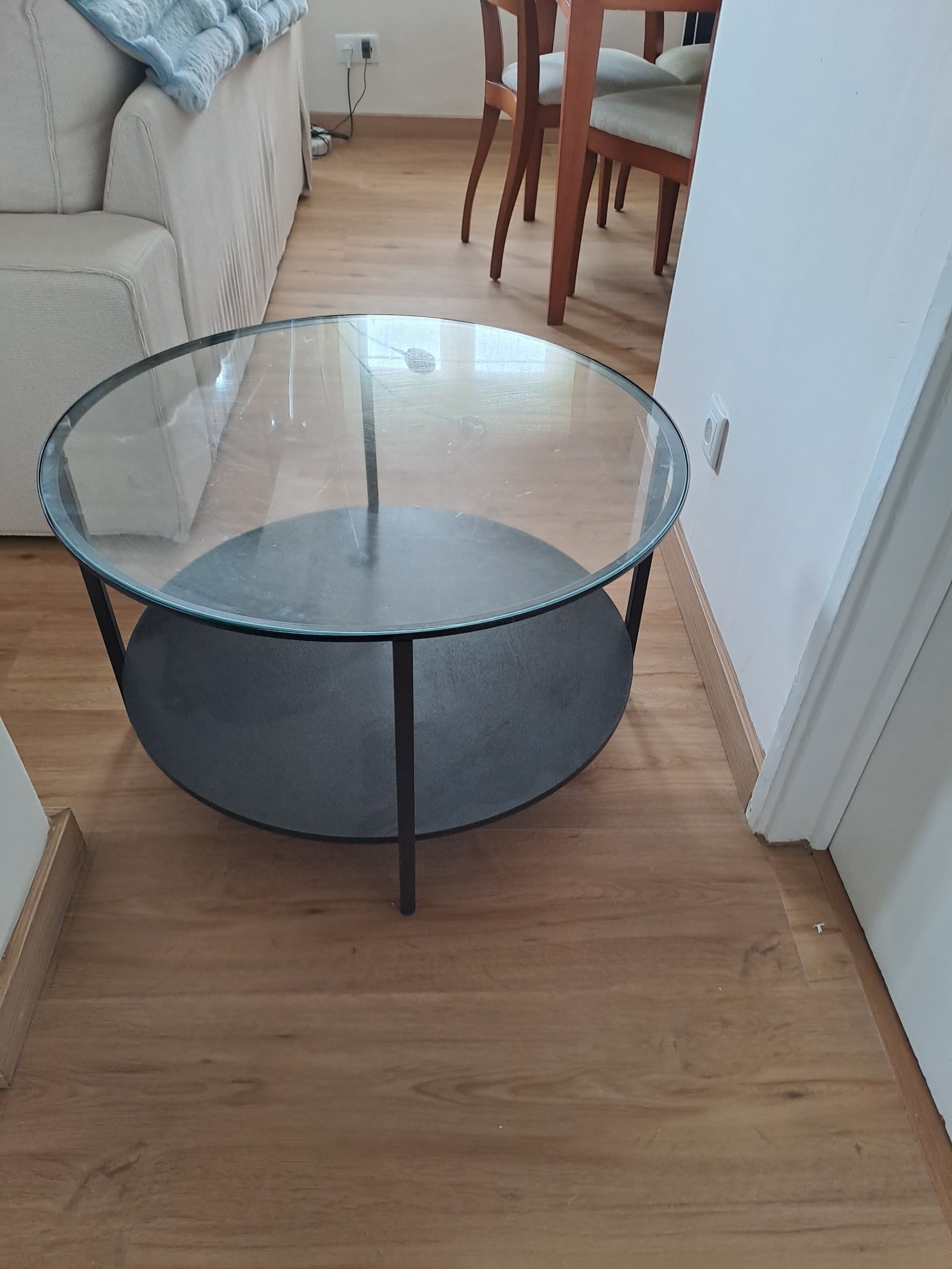 VITTSJÖ coffee table, black-brown/glass, 75 cm