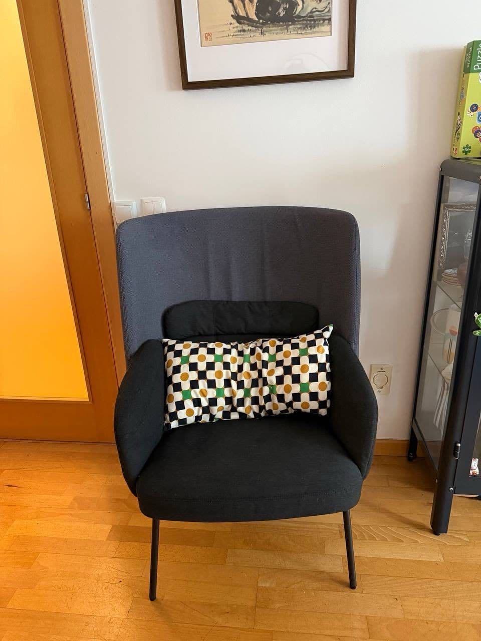 BINGSTA armchair, Vissle dark grey/Kabusa dark grey