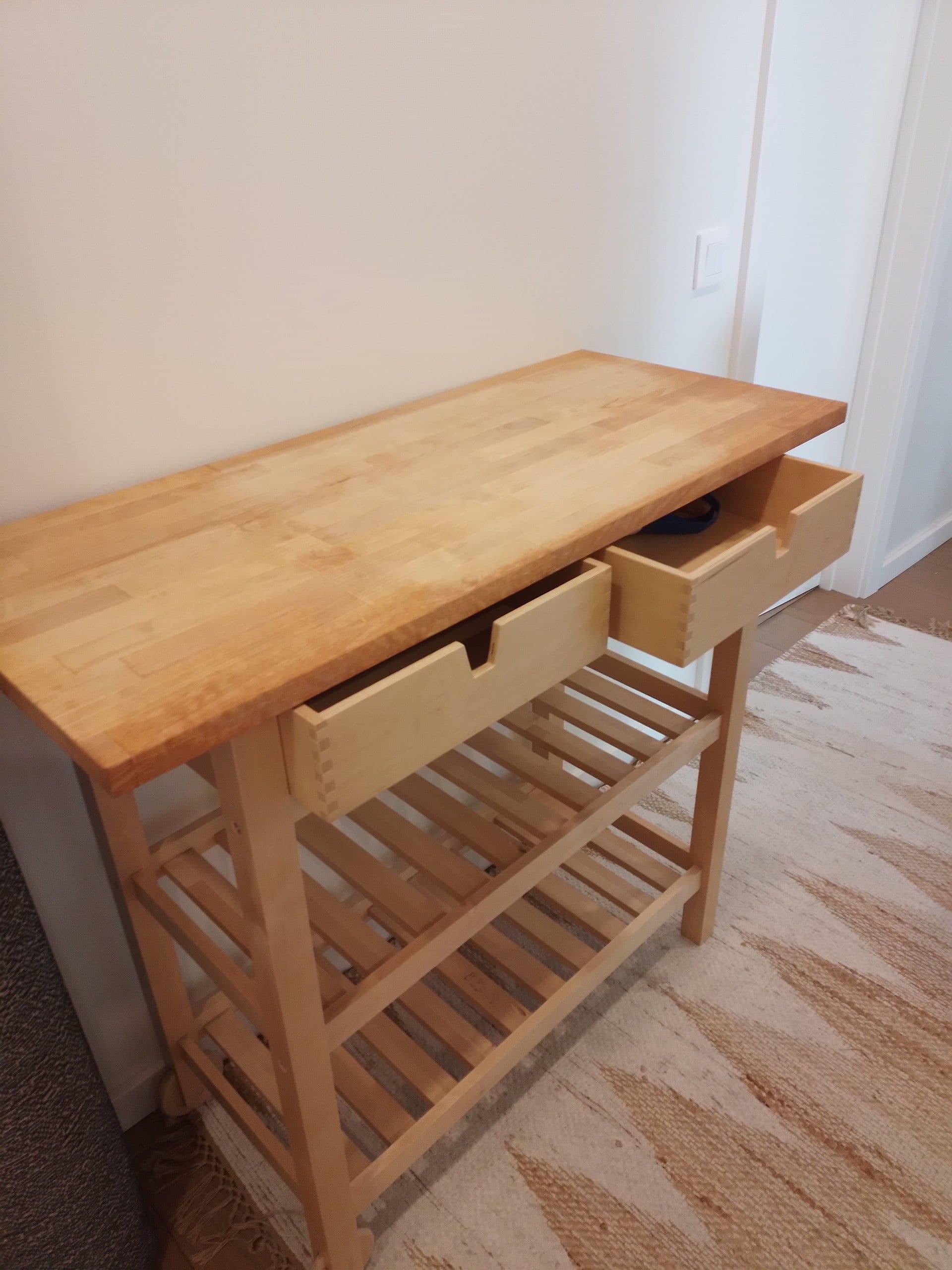 FÖRHÖJA Kitchen trolley, birch, Length: 100 cm