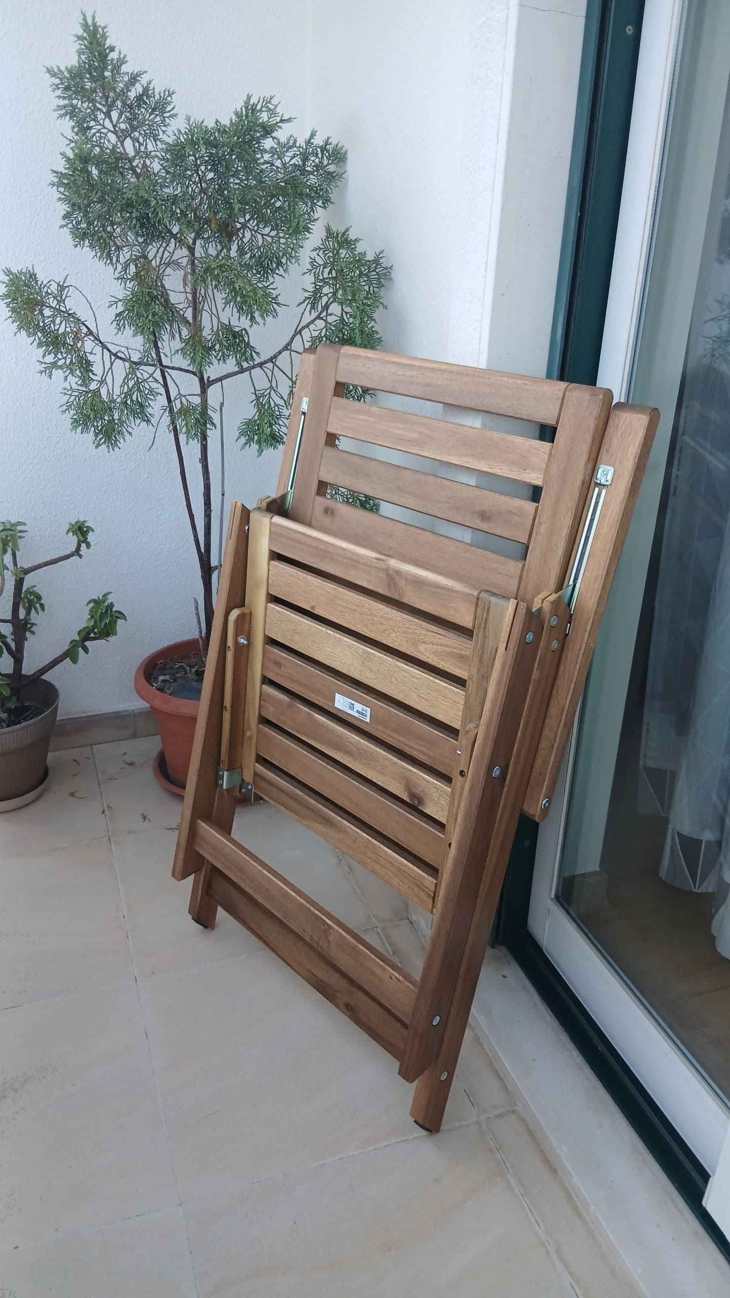 NÄMMARÖ reclining chair, outdoor, foldable light brown stained