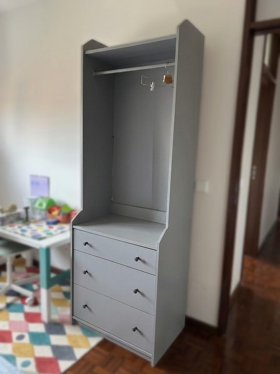 HAUGA open wardrobe with 3 drawers, grey, 70x199 cm