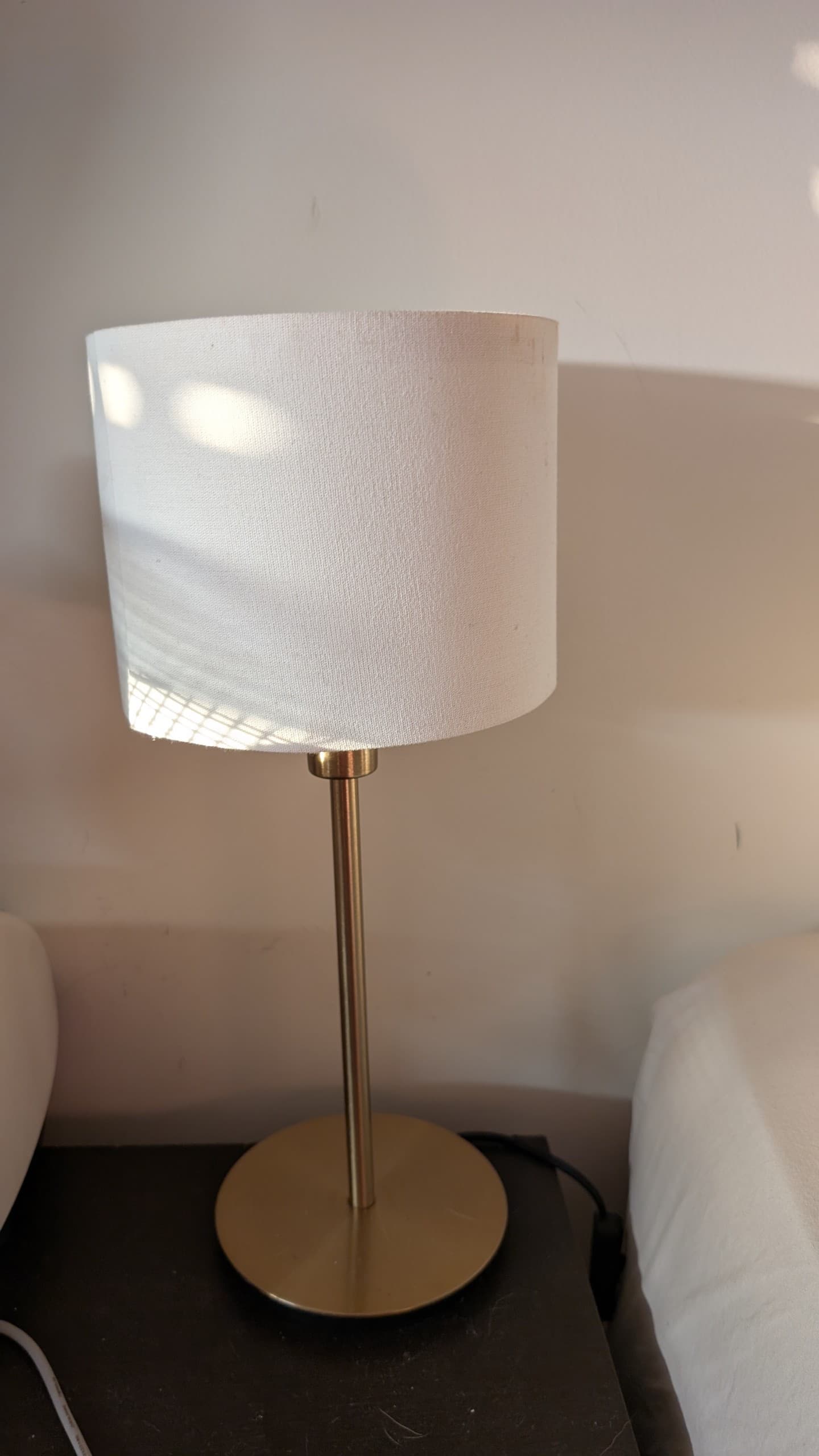 2 RINGSTA / SKAFTET table lamp, white/brass, 41 cm