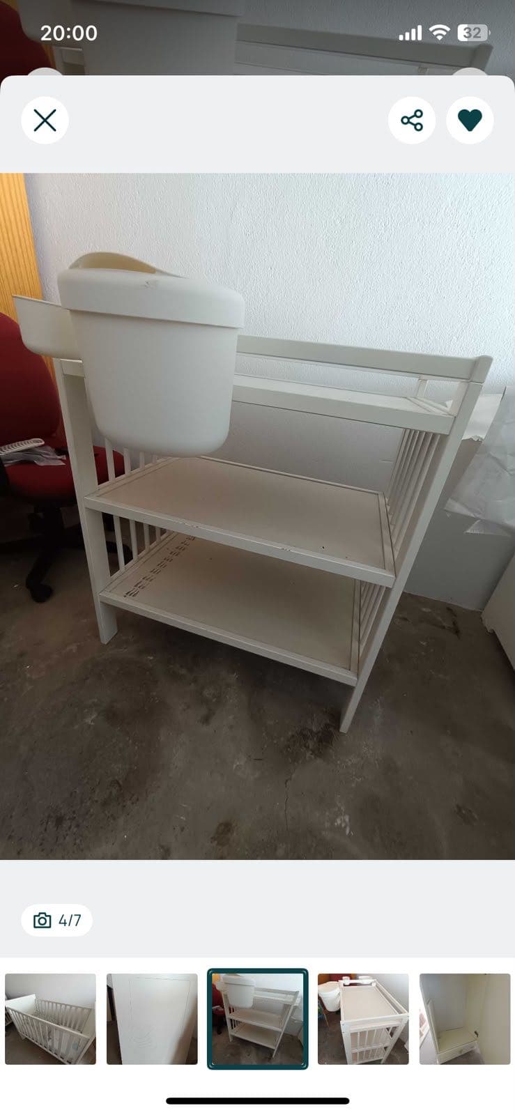 GULLIVER Changing table, white, Width: 82 cm