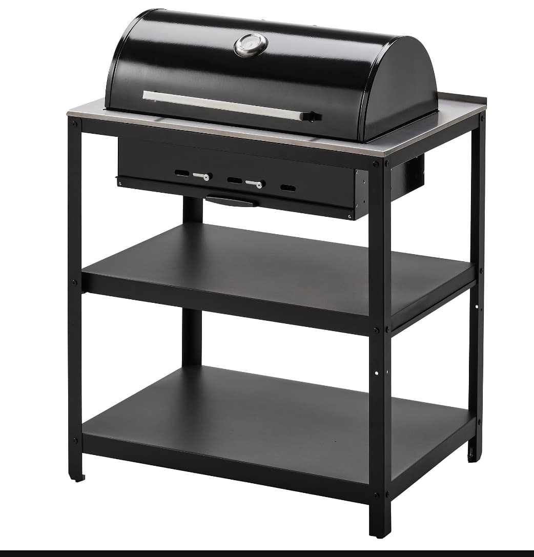 GRILLSKÄR charcoal barbecue, black/stainless steel outdoor, 86x61 cm