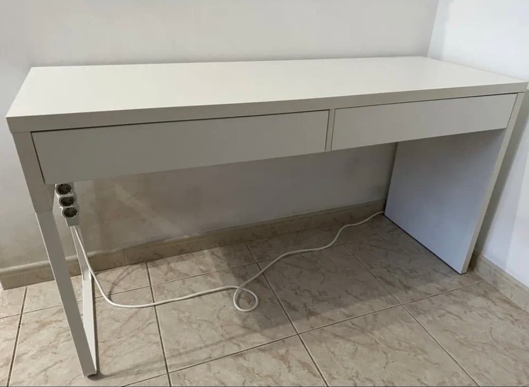 MICKE desk, white/birch effect