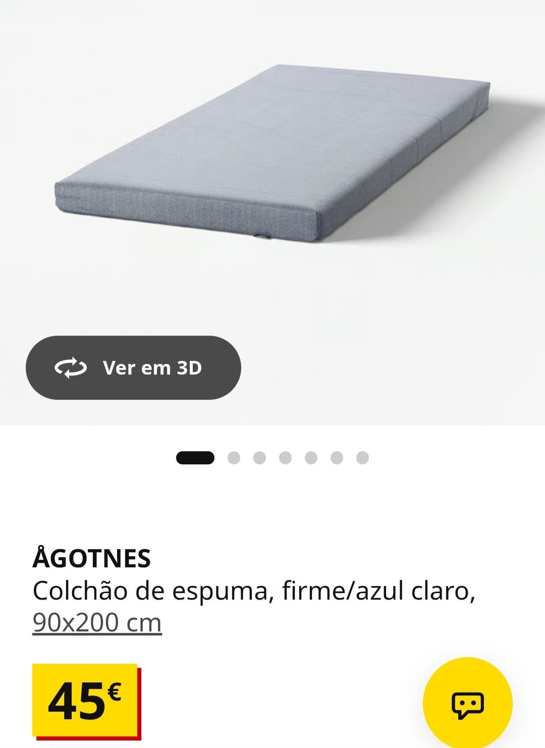 ÅGOTNES colchão de espuma, firme/azul claro, 90x200 cm