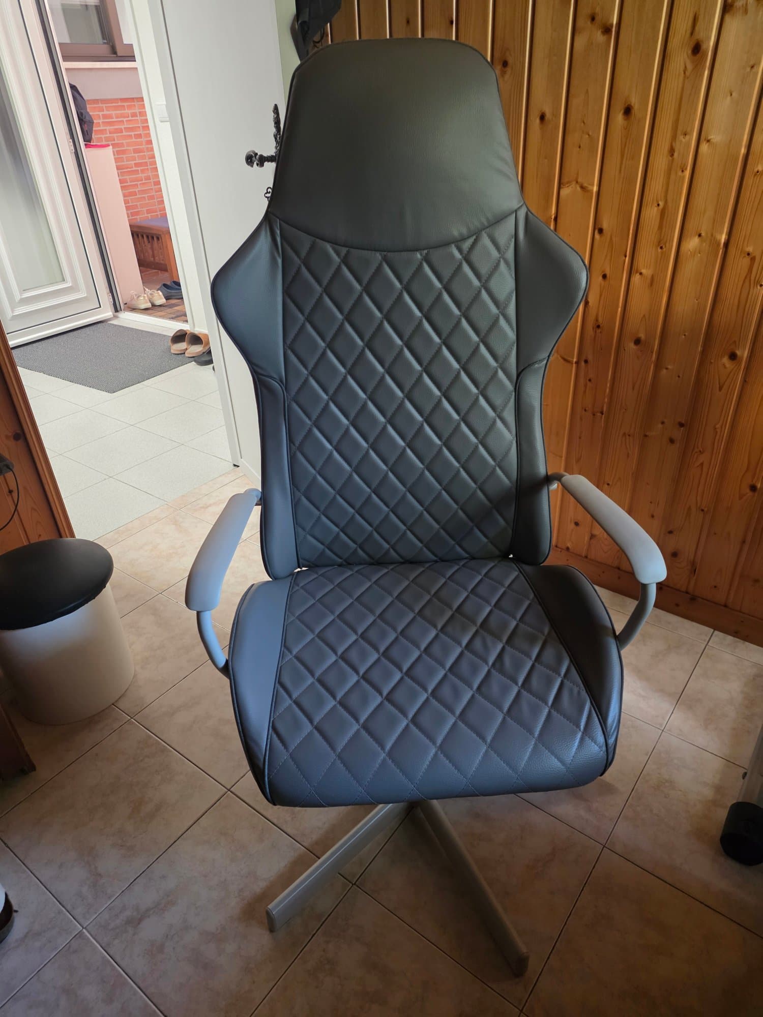 UTESPELARE gaming desk and chair, grey/light grey