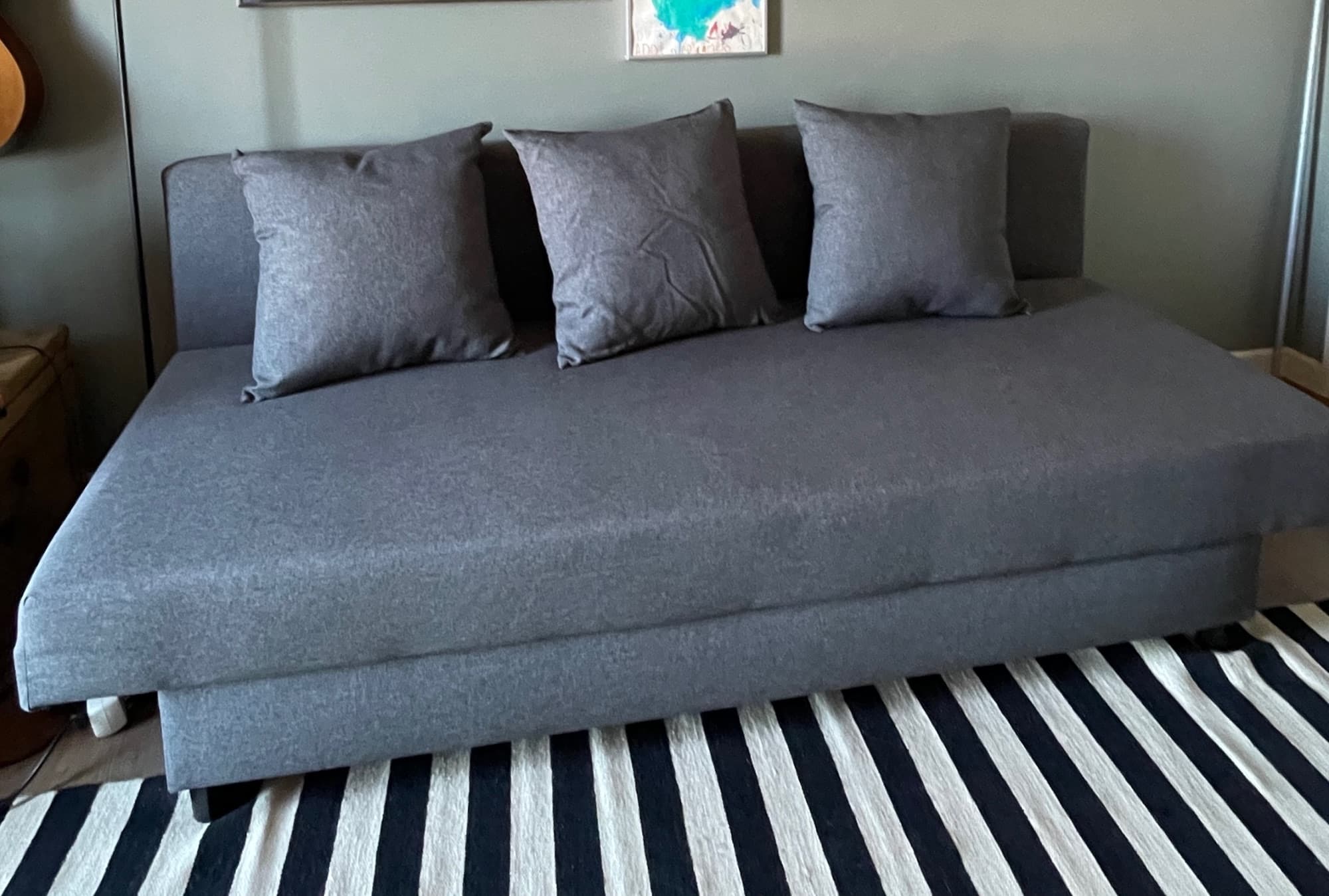 ASARUM three-seat sofa-bed, grey