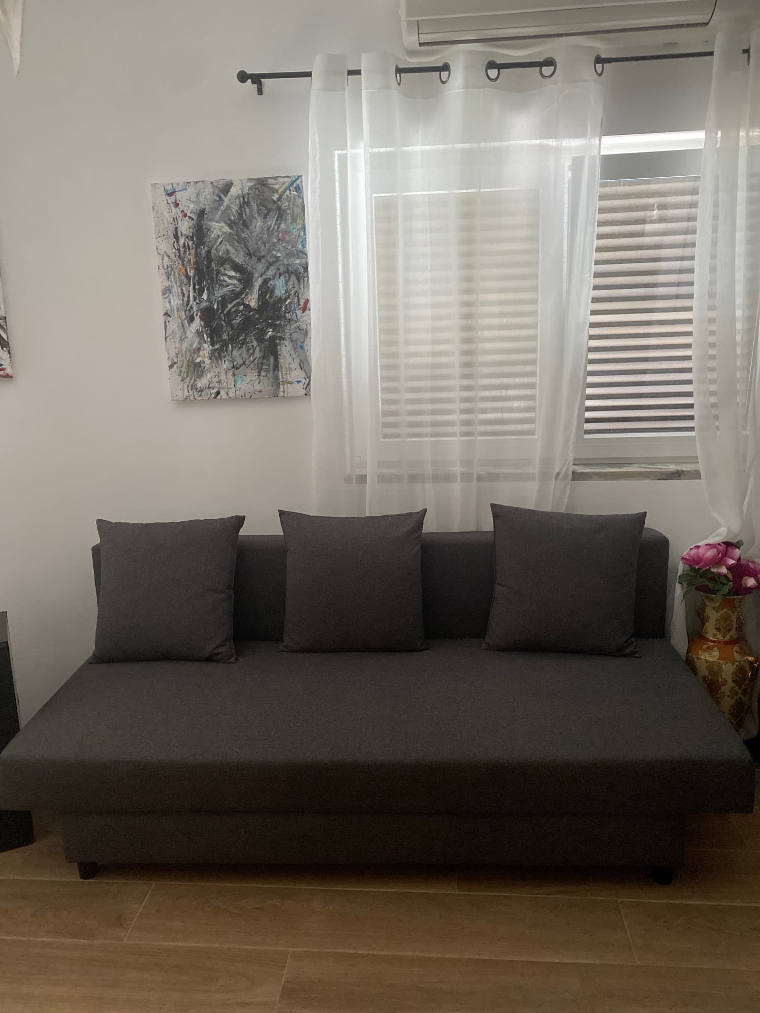 ASARUM three-seat sofa-bed, grey