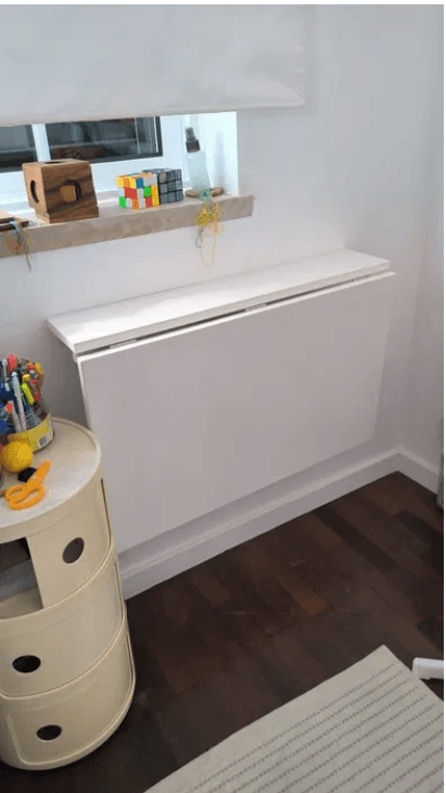 NORBERG Wall-mounted drop-leaf table, white, Width: 74 cm