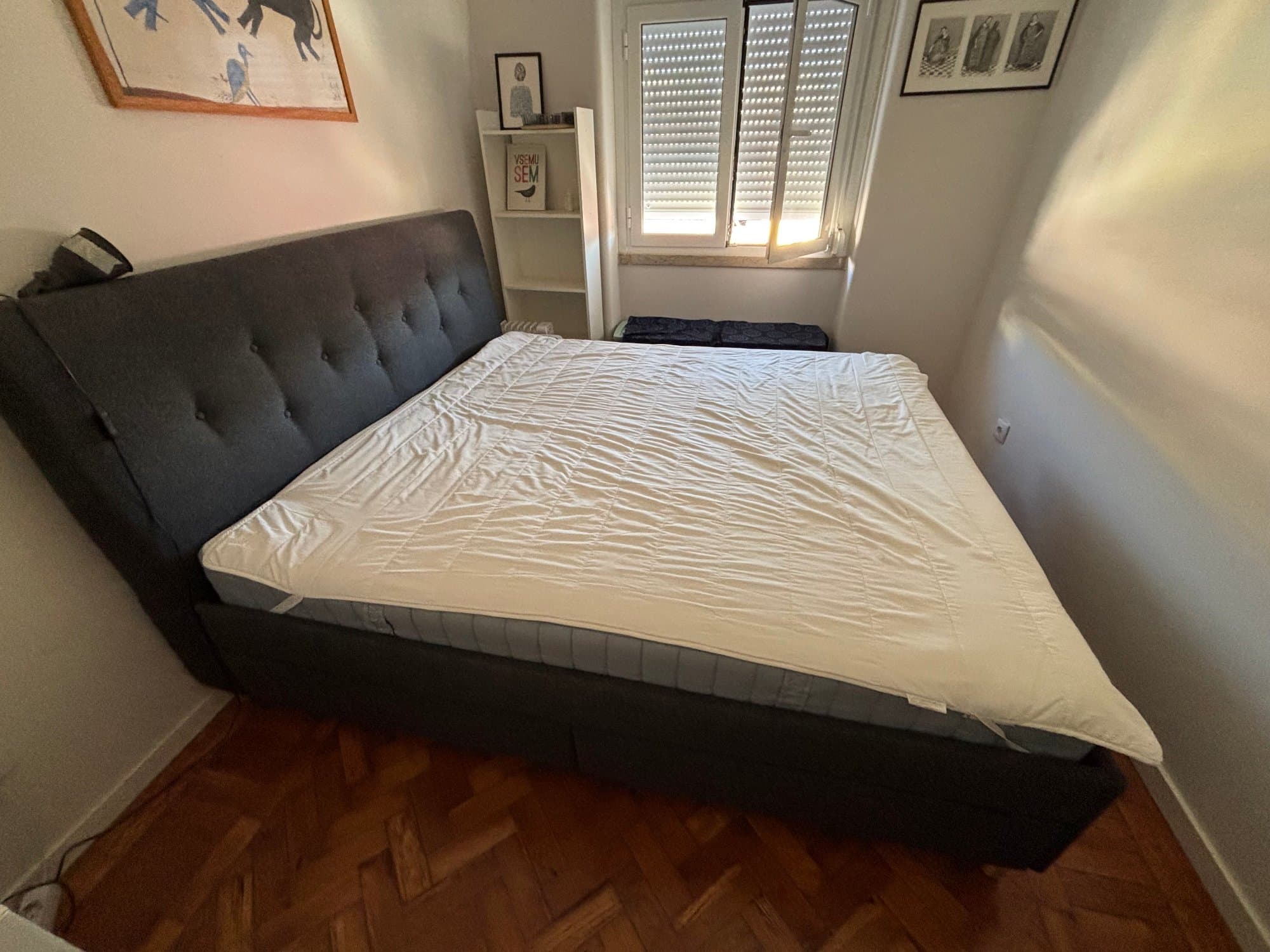 IDANÄS upholstered storage bed, Gunnared dark grey, 180x200 cm