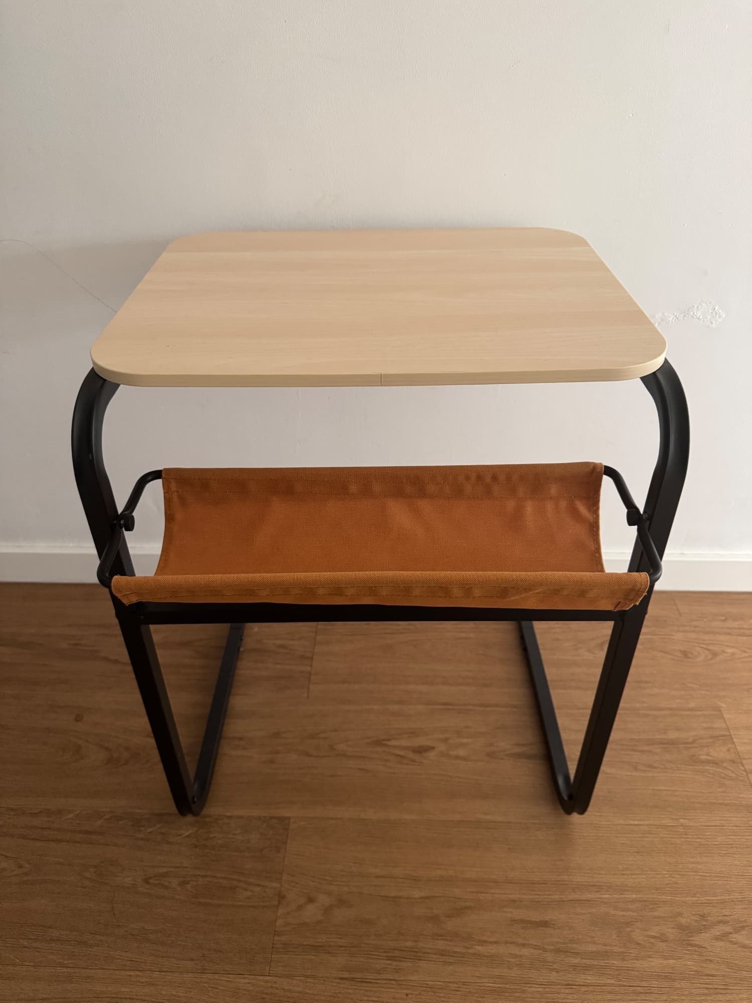 OLSERÖD side table, anthracite/birch effect dark yellow, 53x50 cm