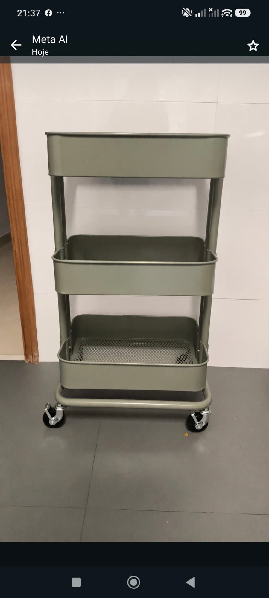 RÅSKOG / NORRÅVA trolley with lid, grey-green, 35x45x77 cm