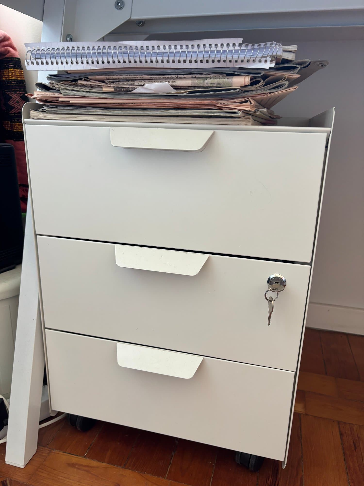 TROTTEN drawer unit w 3 drawers on castors, white
