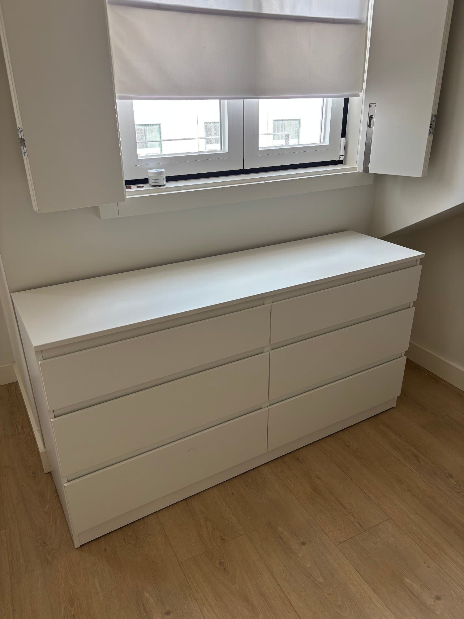 LILLBERGET chest of 6 drawers, white, 140x43x68 cm