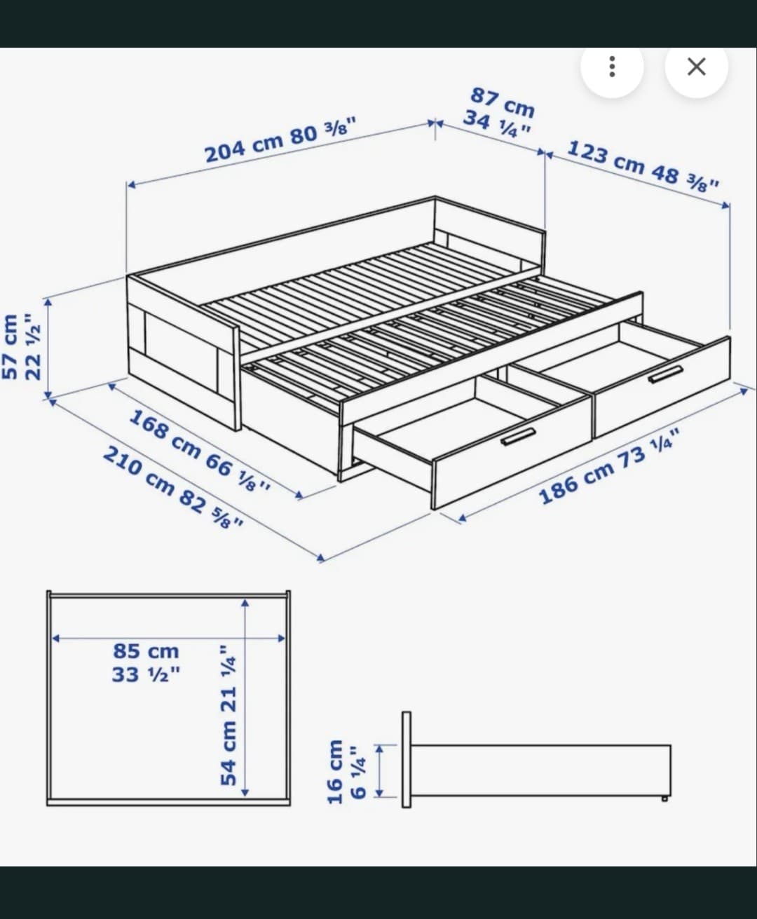 BRIMNES day-bed w 2 drawers/2 mattresses