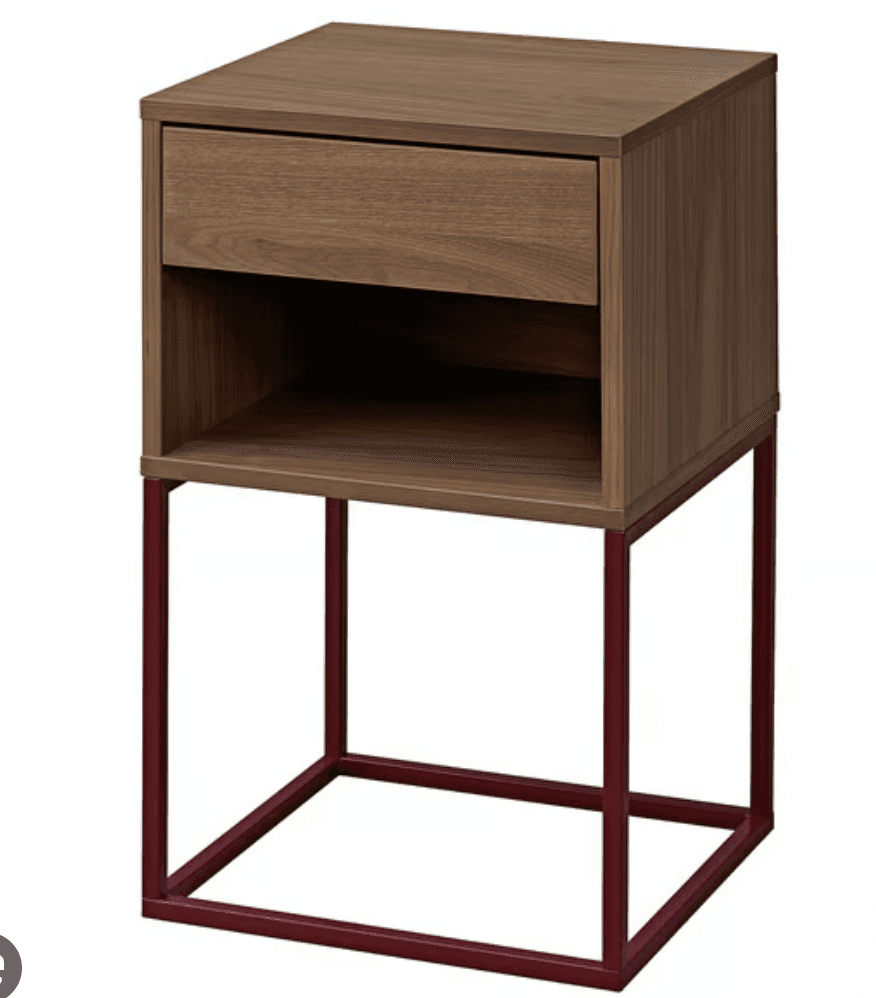 2 VIKHAMMER bedside table, walnut veneer, 40x39 cm
