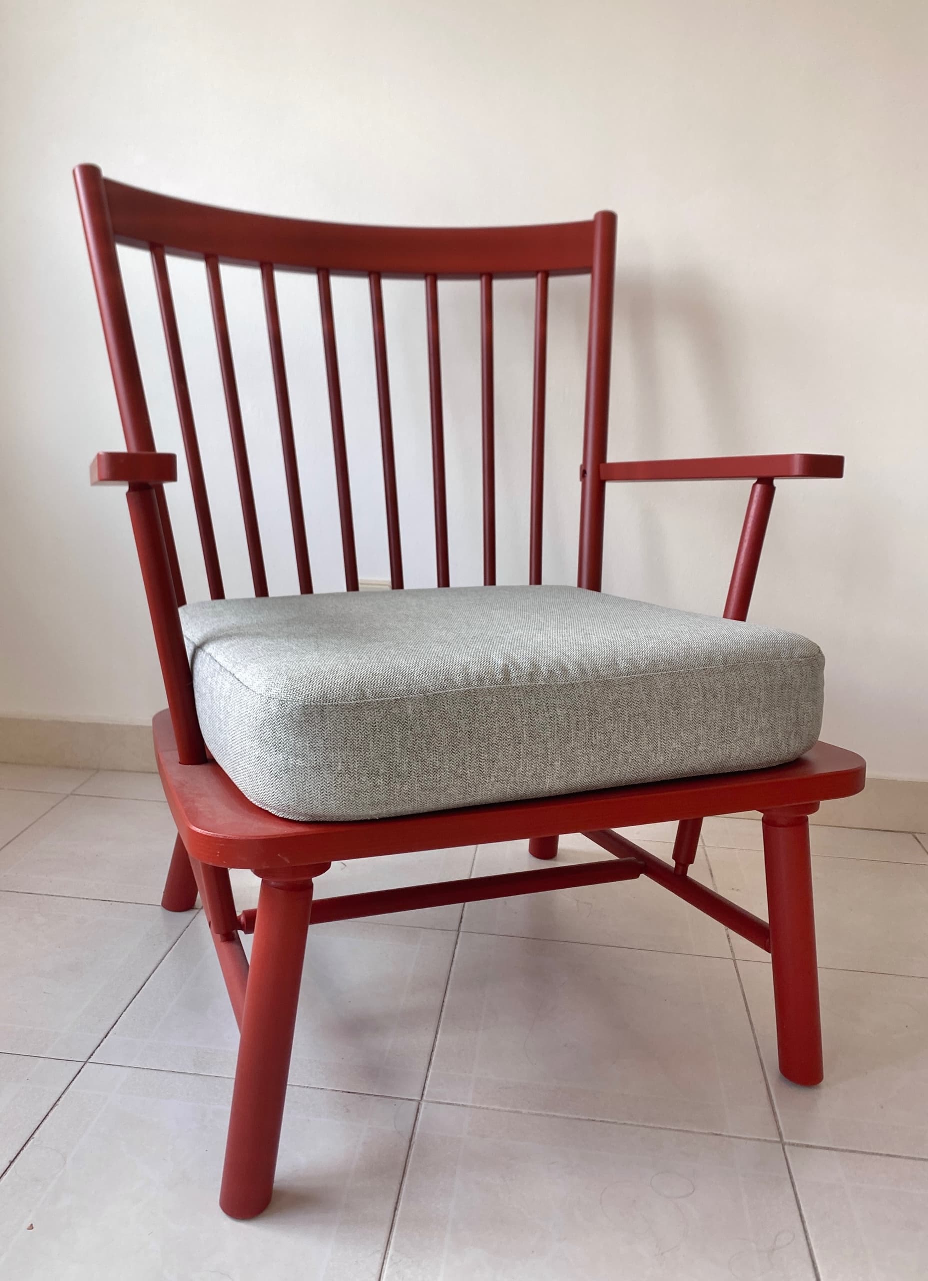 PERSBOL armchair, brown-red/Tibbleby beige/grey