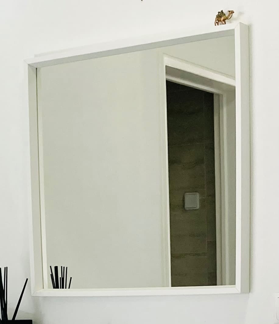 NISSEDAL Mirror, white, 65x65 cm