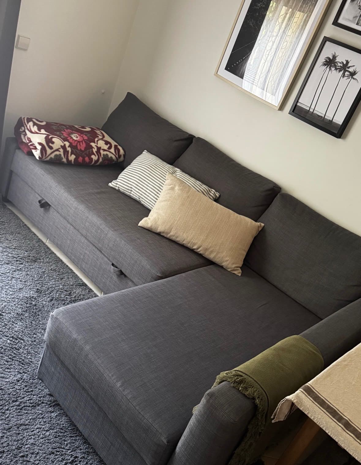 FRIHETEN corner sofa-bed with storage, Hyllie dark grey