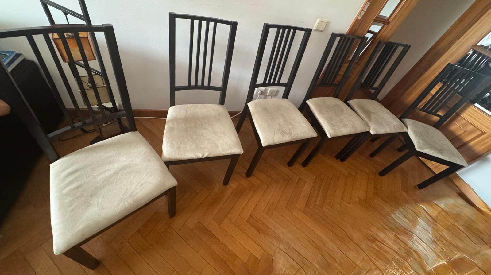 BÖRJE (6 CADEIRAS) chair, brown-black/Gobo white