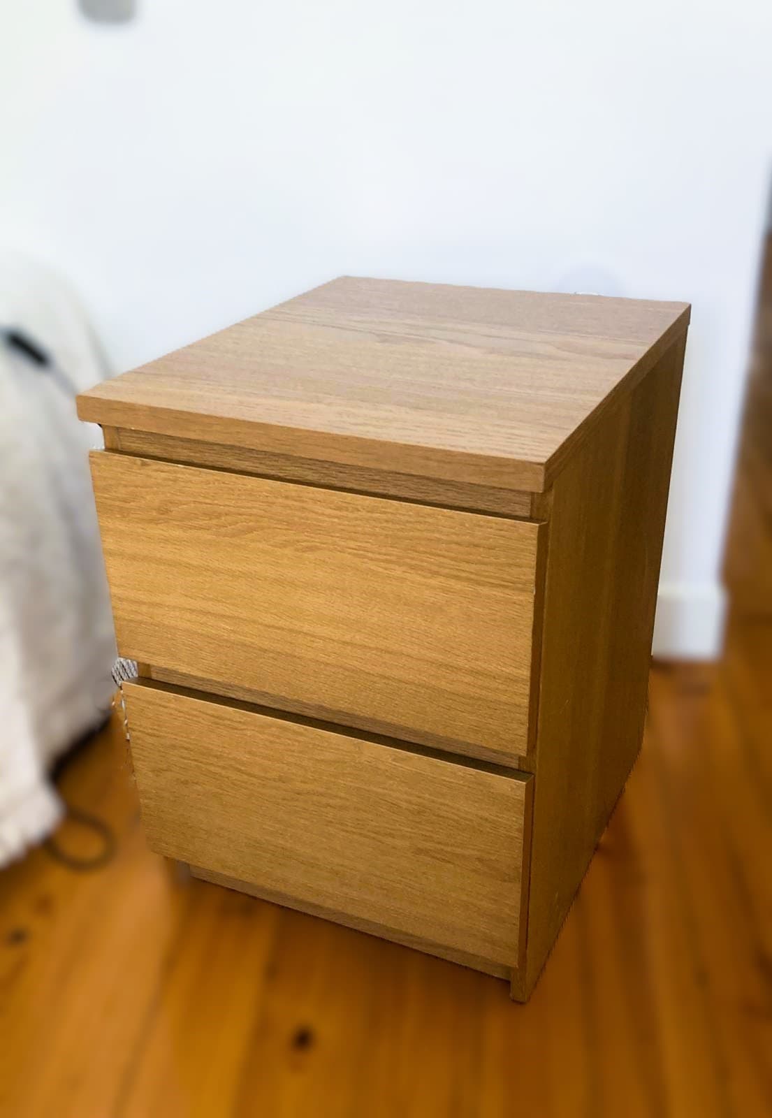 MALM cómoda c/2 gavetas, chapa de carvalho